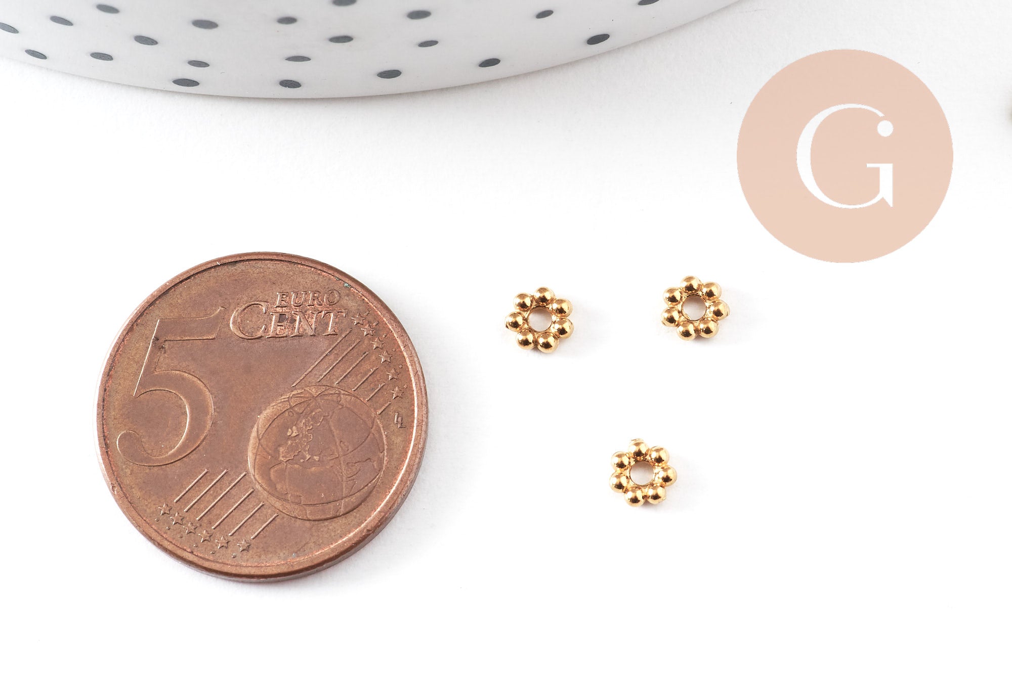 Gingerlily Perles Rondelles Fleurs Doré 4mm x10 Inox