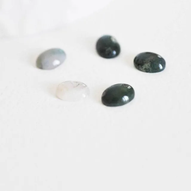 Gingerlily G282 cabochon agate verte ovale 10x14mm