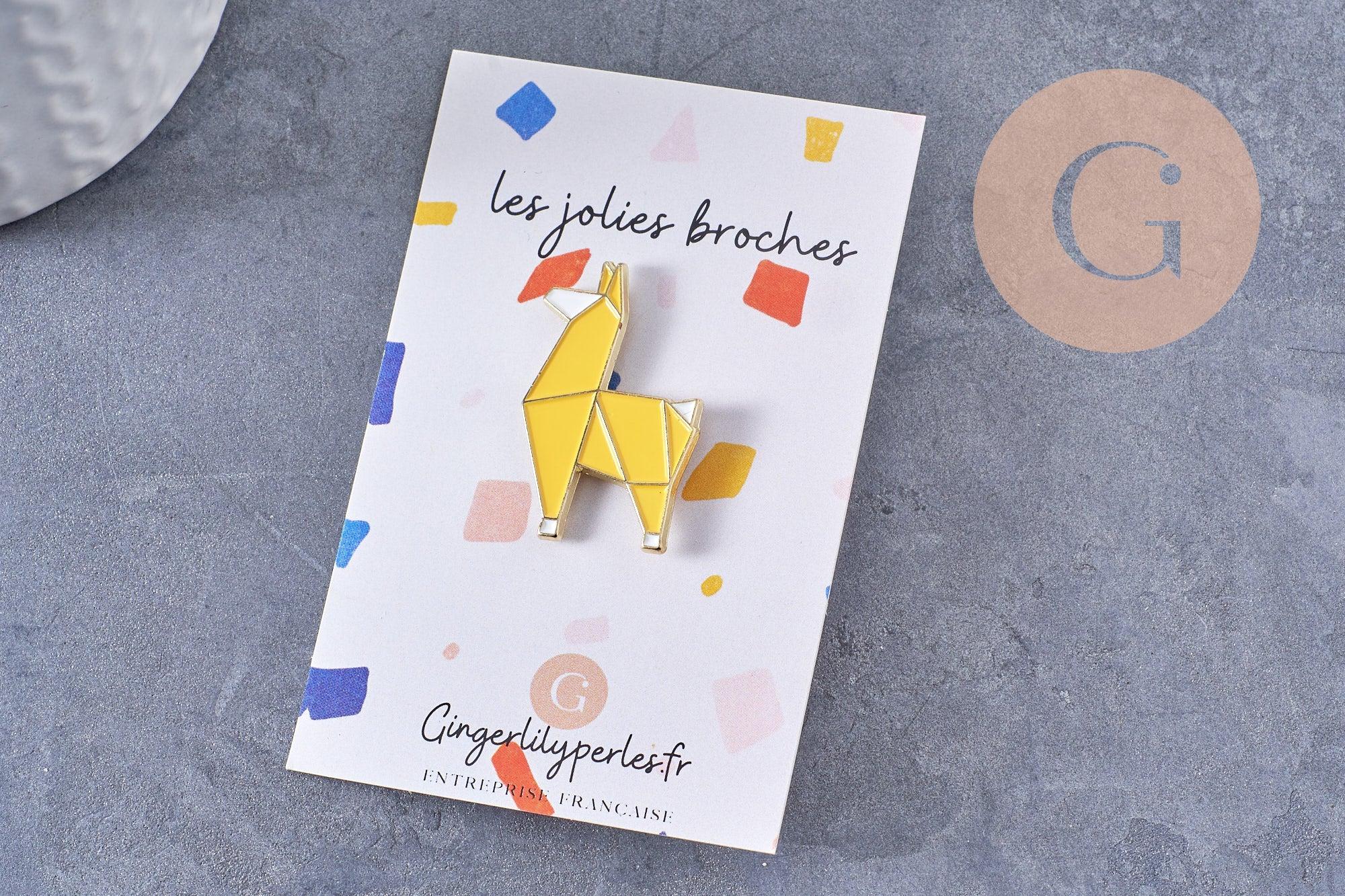 Gingerlily Broche Pins Caniche Origami Doré Jaune 32mm