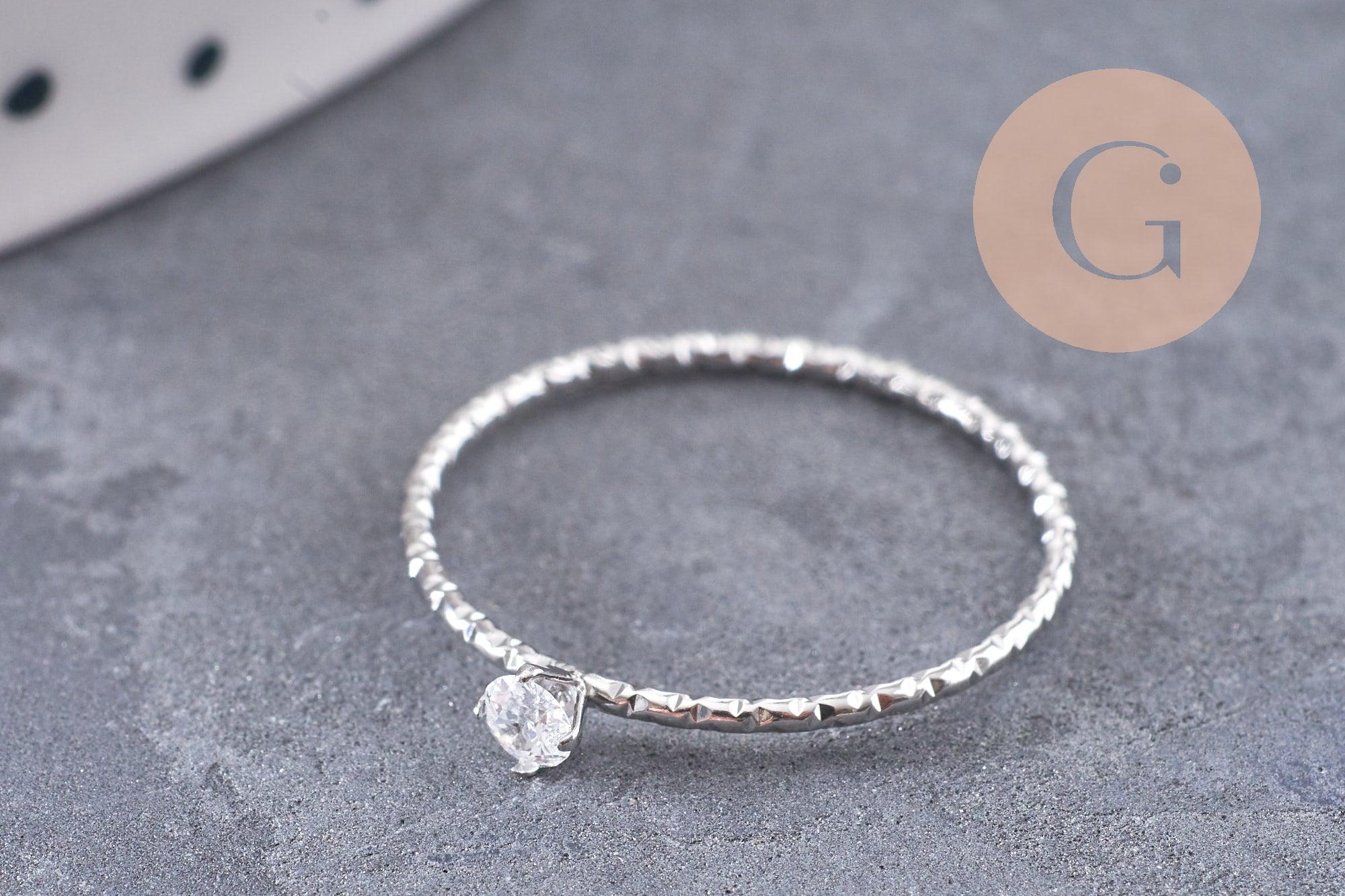 Gingerlily Perles G10361 bague solitaire zircon dorée taille 54 x1