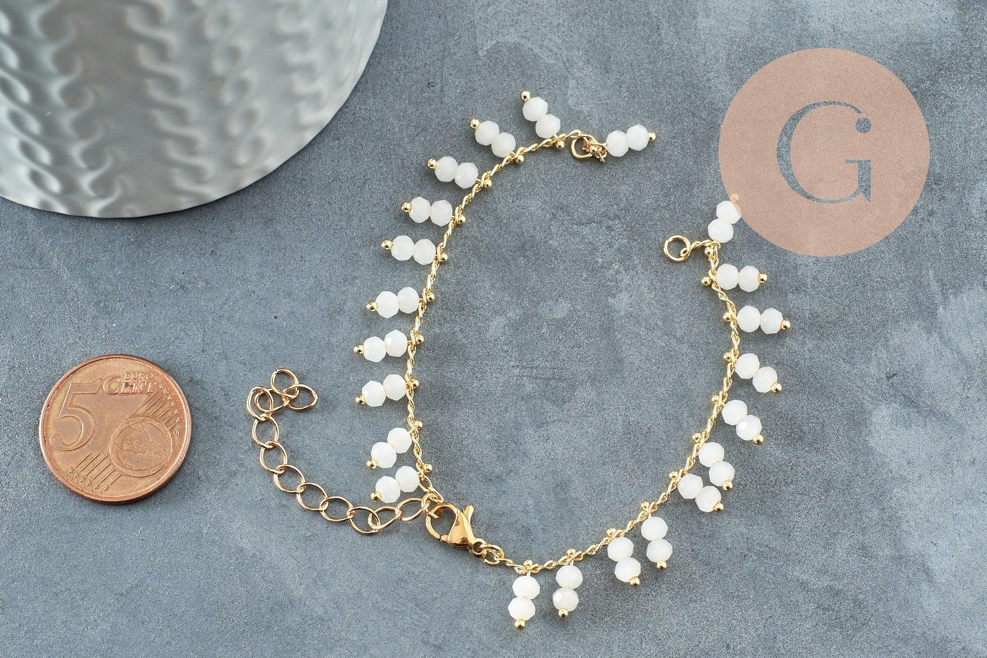 Gingerlily Apprêts Base G9635 bracelet doré perles blanches 16,2 cm