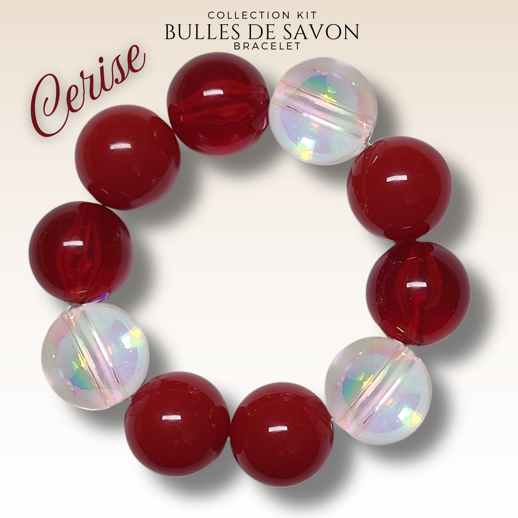 ARTSHOP Guimauve Kit bracelet Cerise 19 boules 20mm