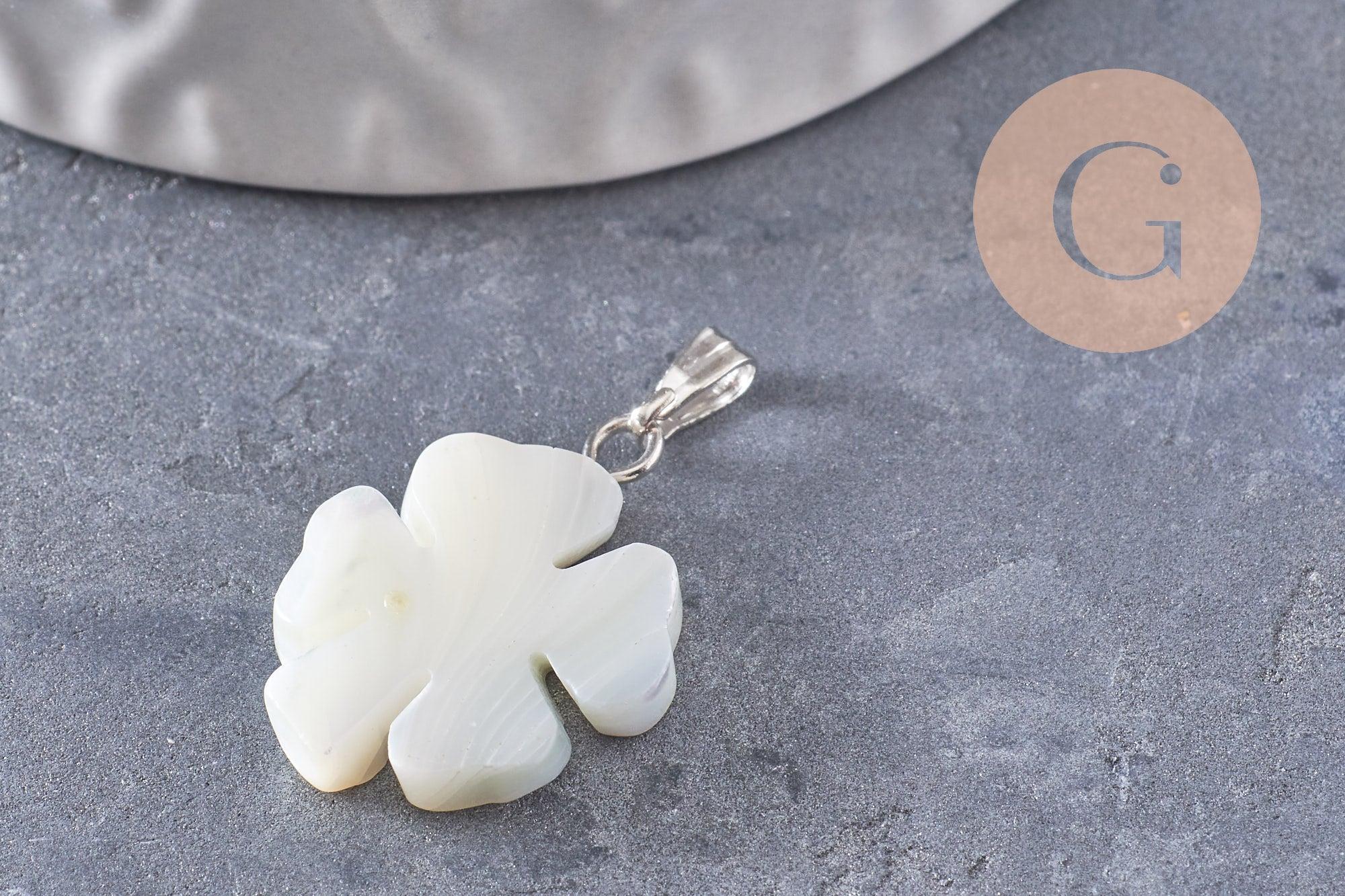 Gingerlily Pendentifs G9920 pendentif trèfle nacre blanc 20mm
