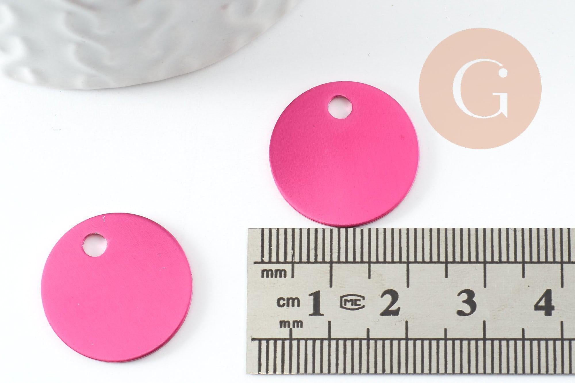 Gingerlily Pendentif rond G10186 aluminium fuchsia 20mm