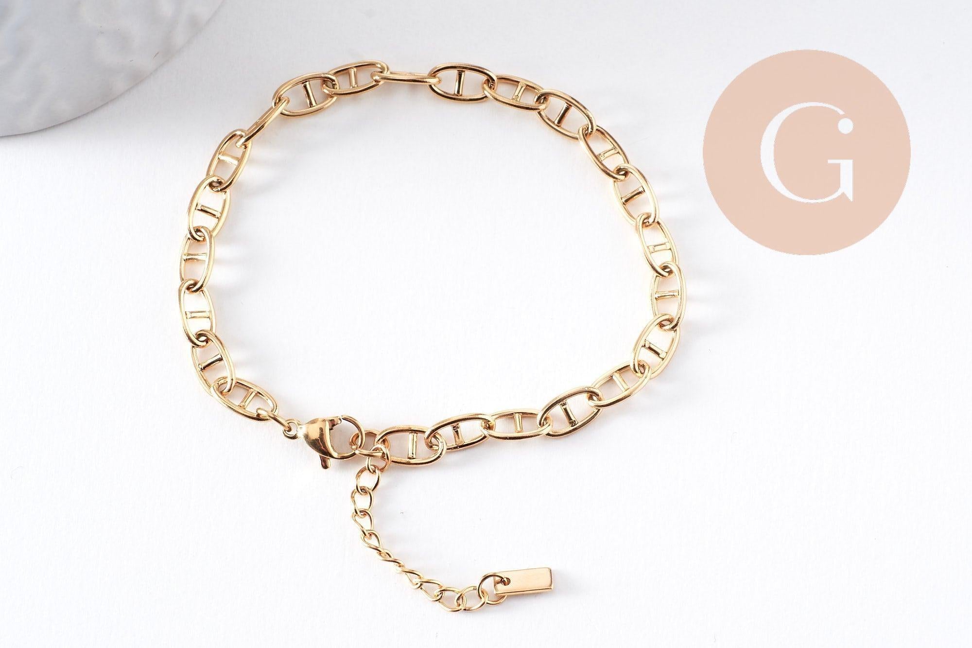 Gingerlily chaînes maille marine G10348 bracelet acier doré 16,7cm