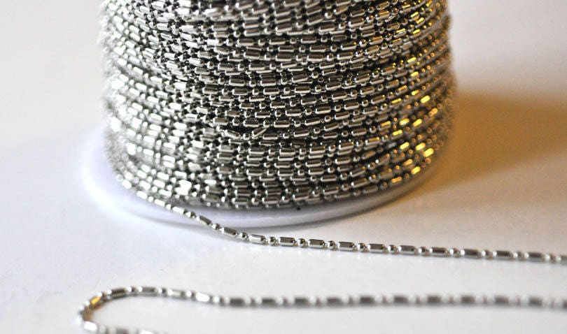 Gingerlily Chaînes Chaîne boule bambou platine 1,5 mm 1 m