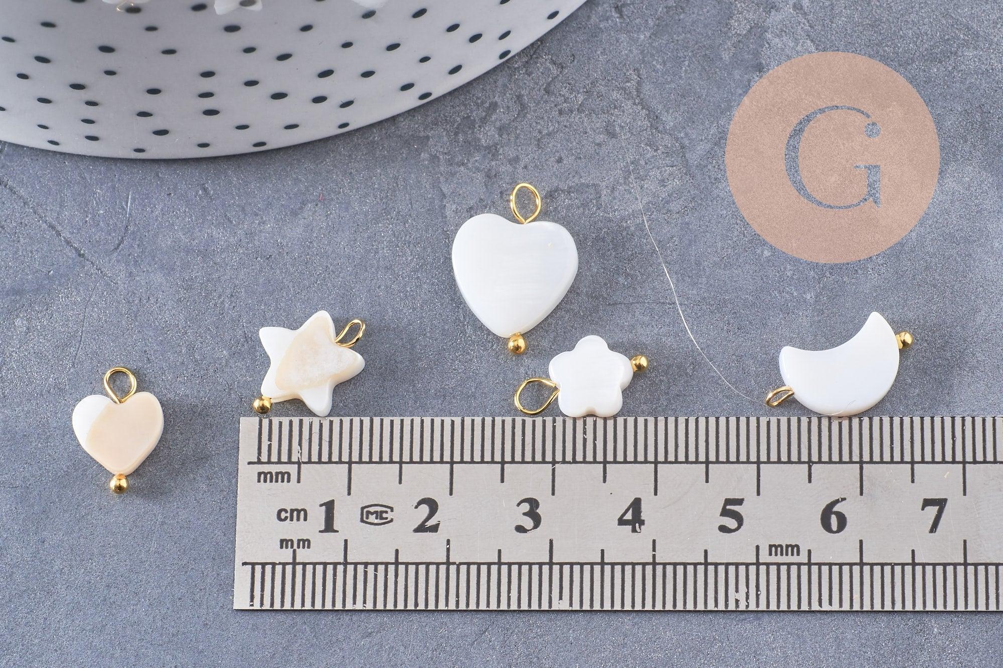 Gingerlily Pendentifs breloque nacre blanche doré x1