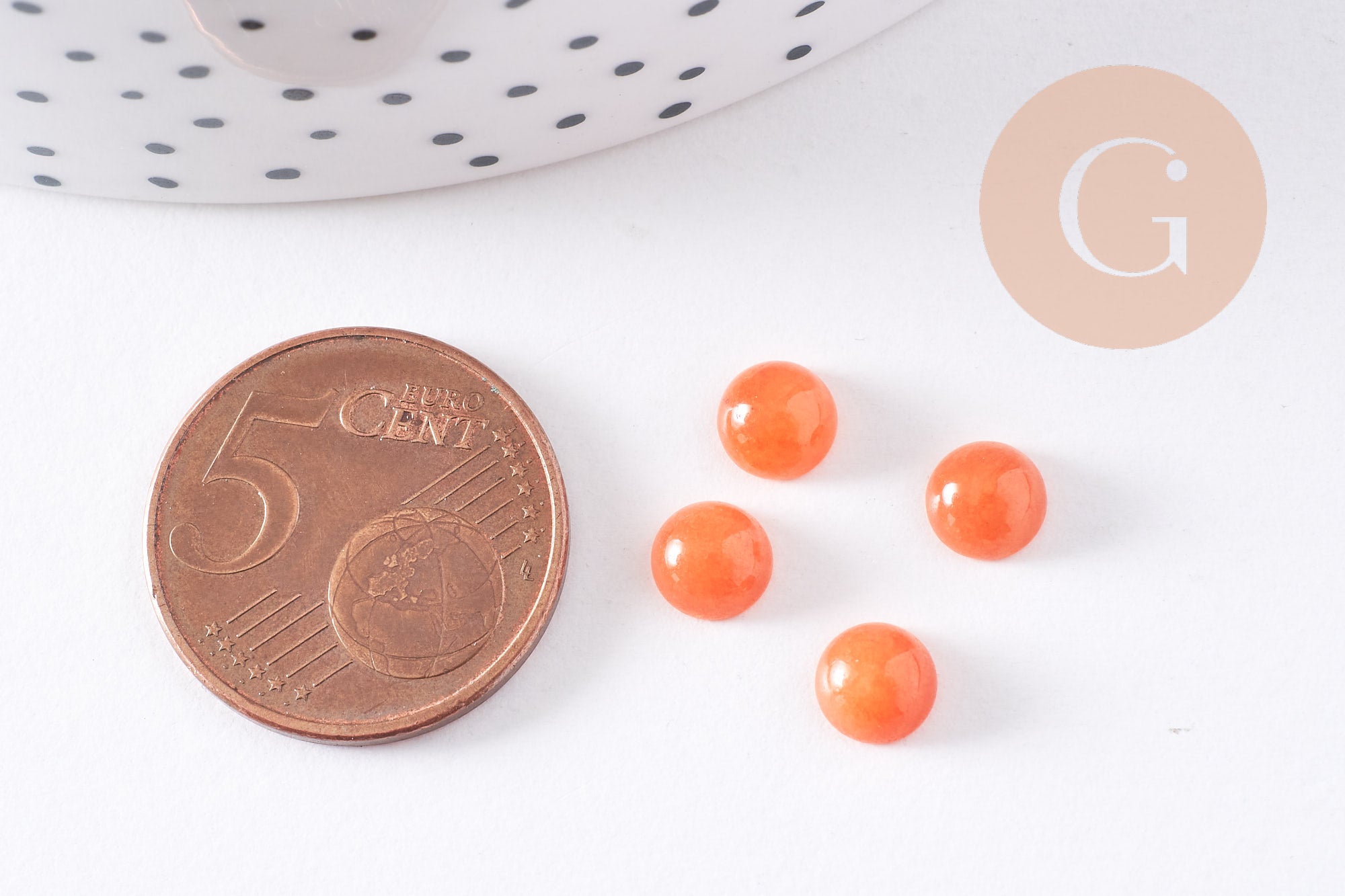 Gingerlily Cabochon jade orange 6mm pierre naturelle x1