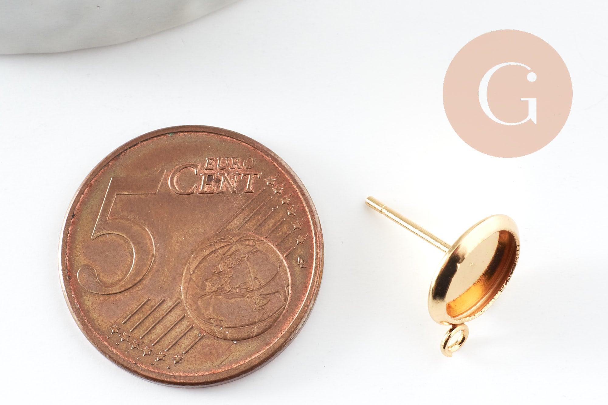 Gingerlily Clous Puces Support Cabochon 8 mm Acier Doré x2