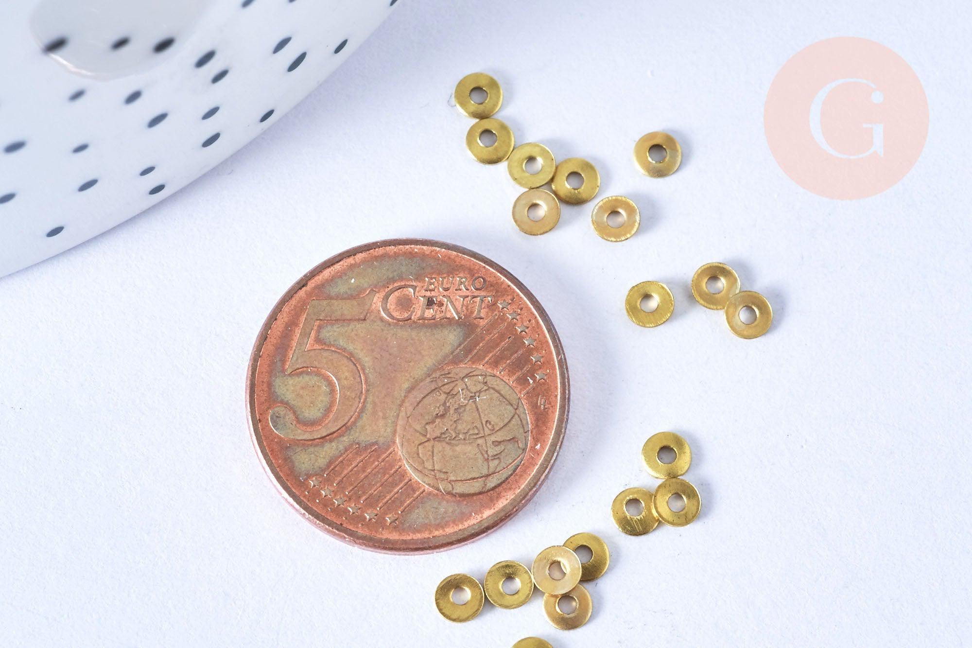 Gingerlily Perles intercalaires rondelles laiton brut 2,1mm x20
