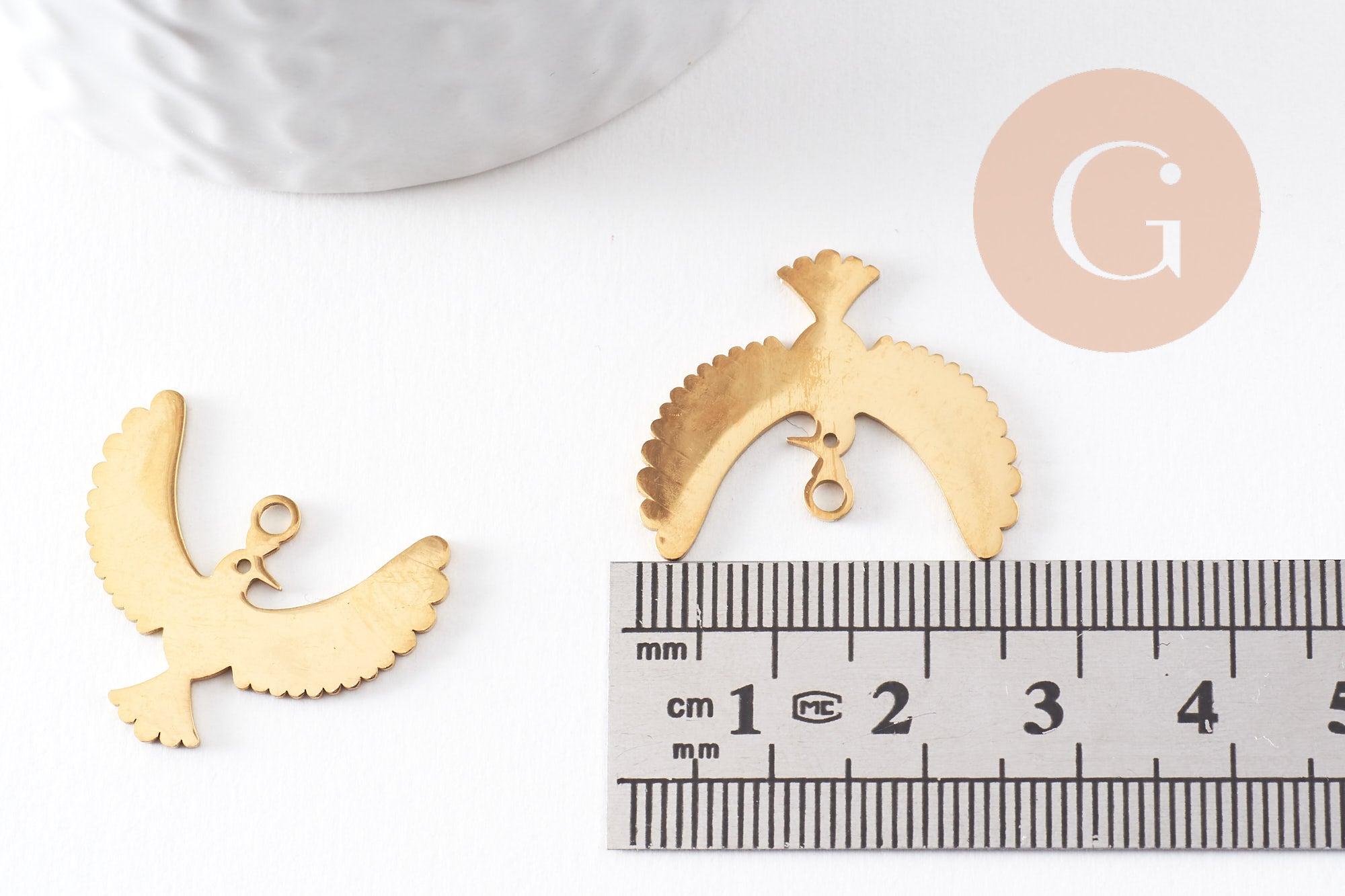 Gingerlily Pendentifs oiseau G9942 pendentif acier doré 25,5mm