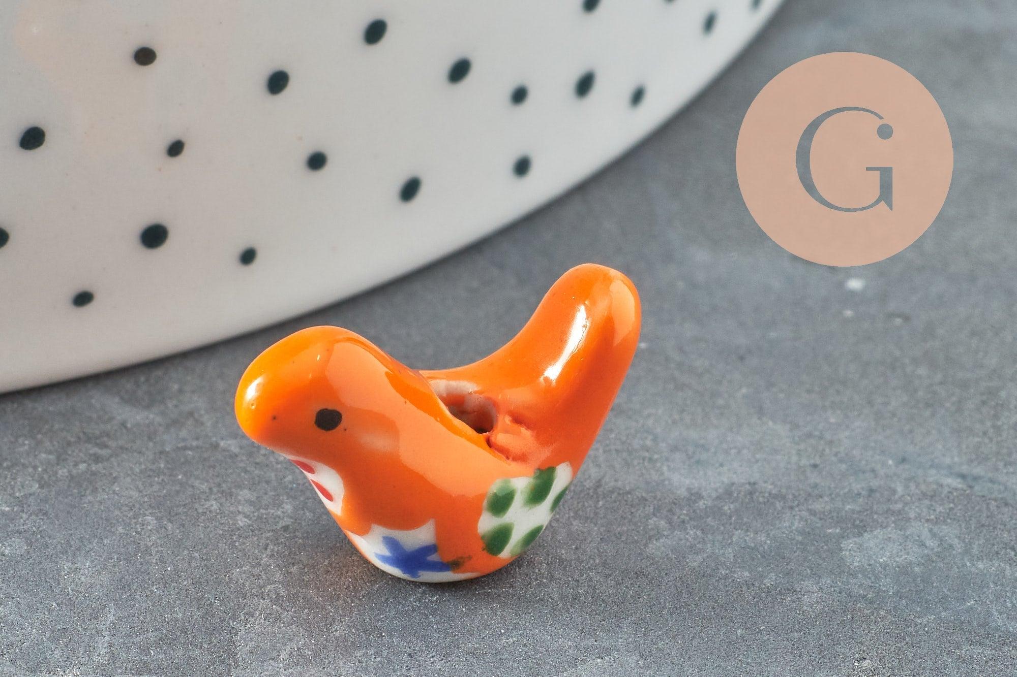 Gingerlily oiseau G9818 perle porcelaine 19mm x1