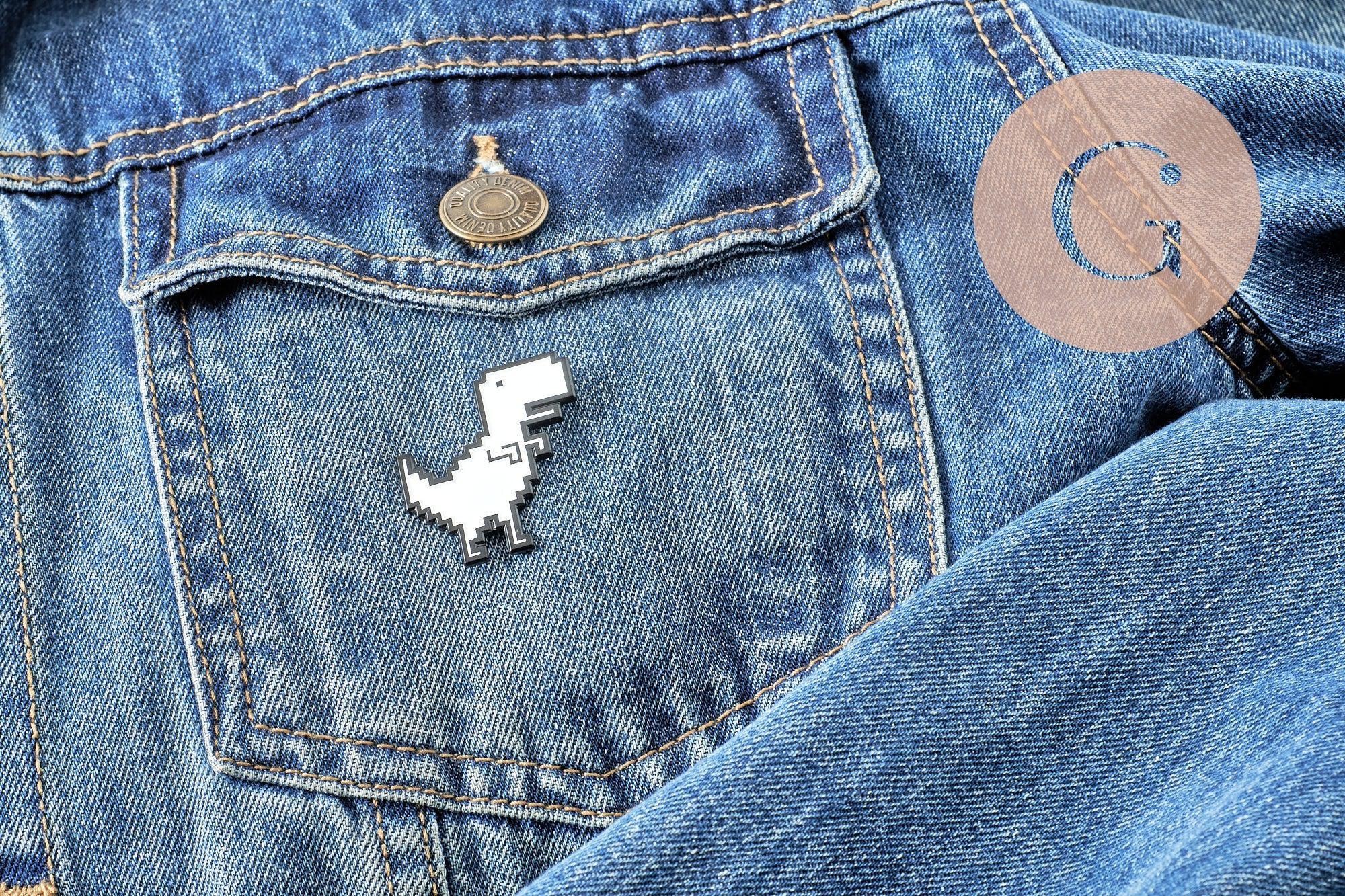 Gingerlily Broches pin's G9741 pin's dinosaure pixel doré 33mm