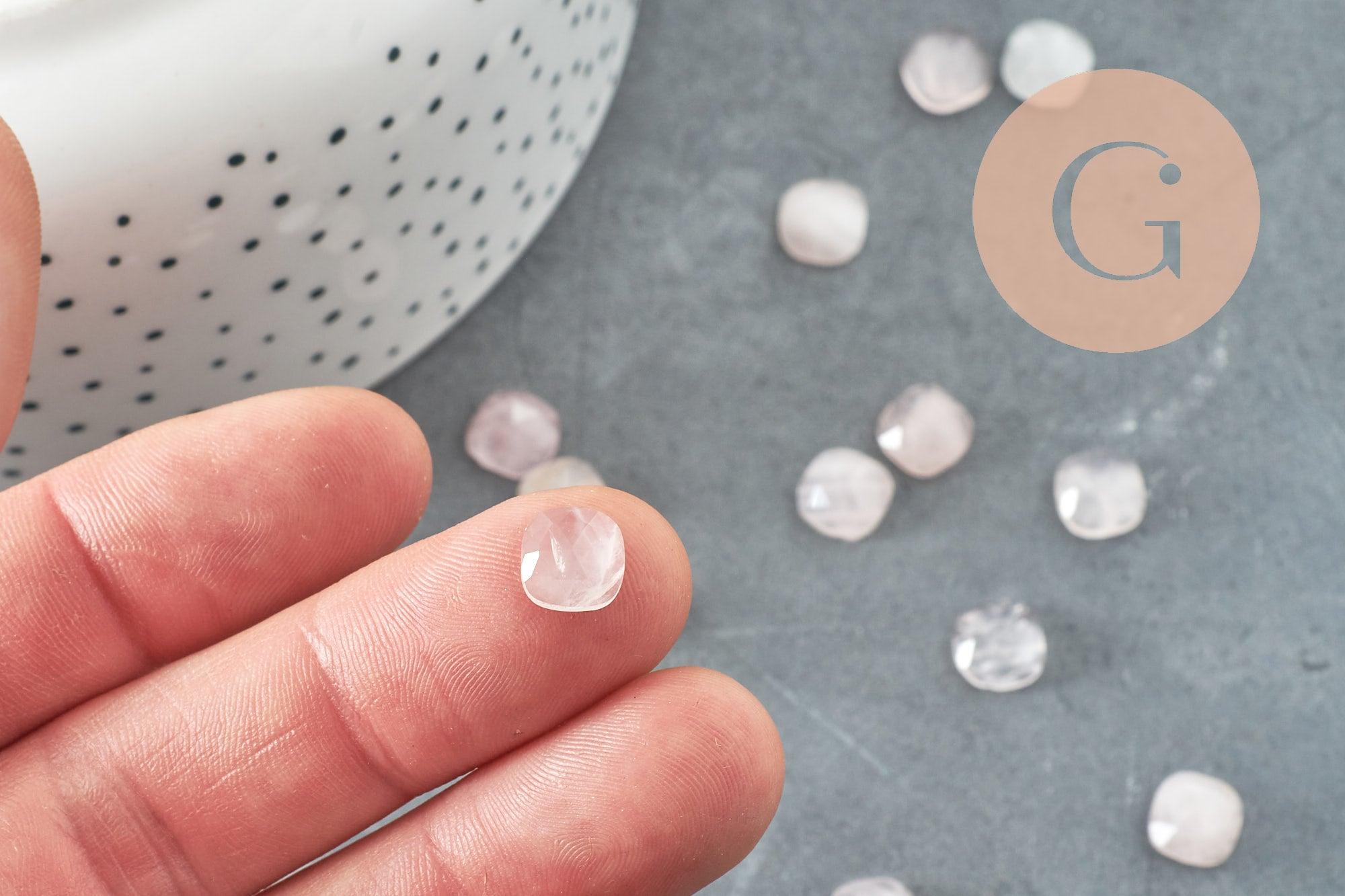 Gingerlily Perles G9682 cabochon carré quartz rose 8x8mm x1