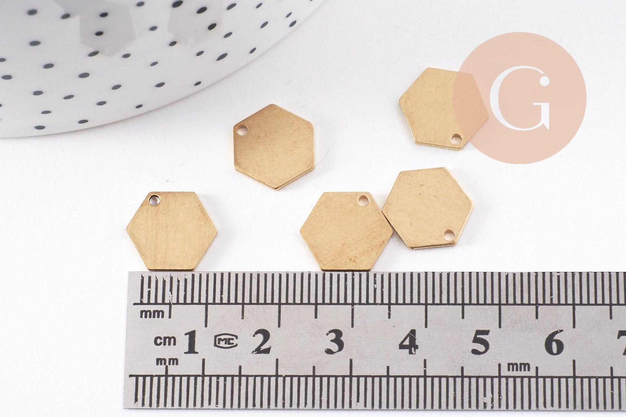 Gingerlily Hexagone breloque laiton brut 11mm x10