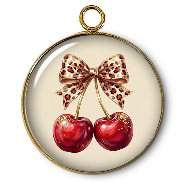 Artshop Intemporel pendentif cerise x1 cabochon verre
