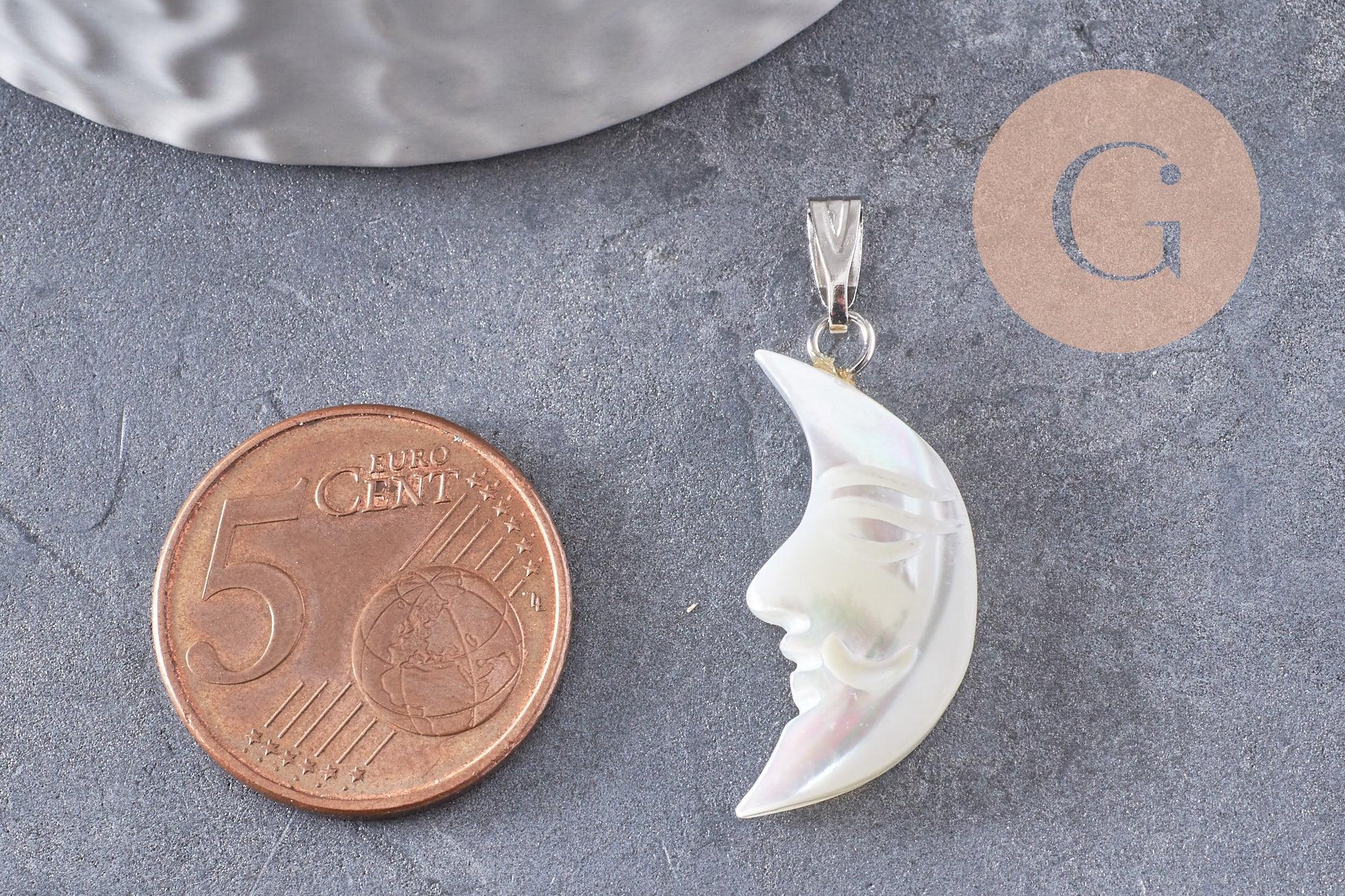 Gingerlily G9917 pendentif lune nacre blanche 22-28mm x1