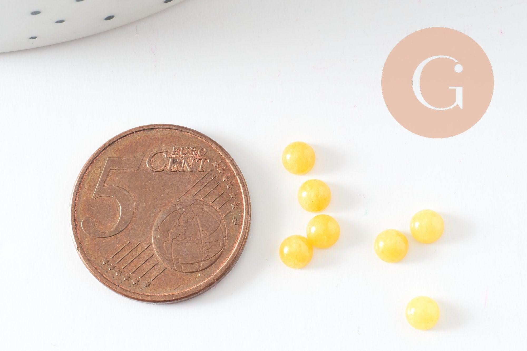 Gingerlily cabochon jade jaune rond 4 mm x1