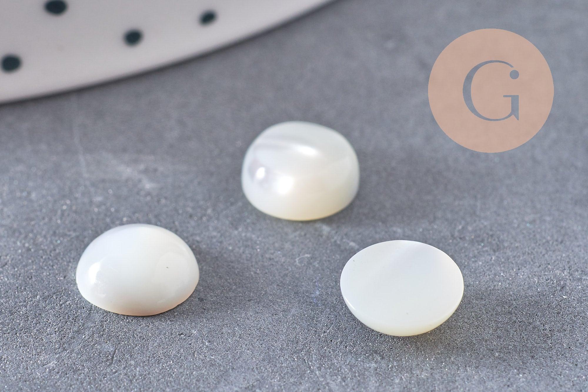 Gingerlily Cabochon rond nacre blanche naturelle 8mm x1