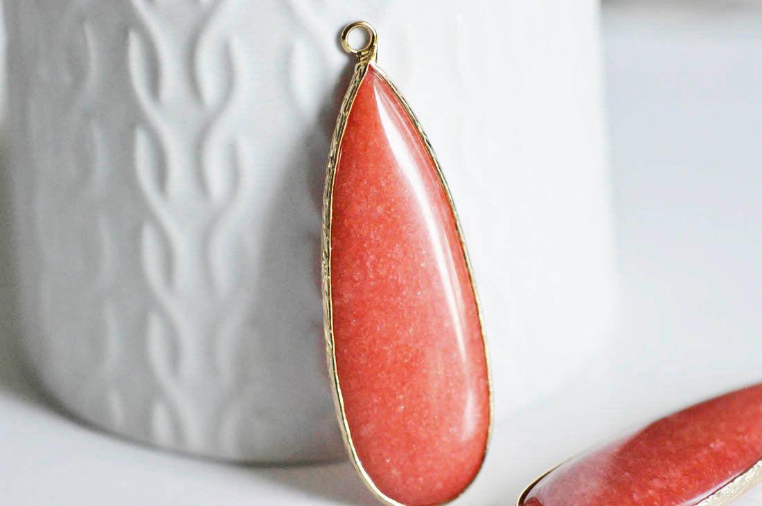 Gingerlily G1766 pendentif goutte jade rouge 58 mm