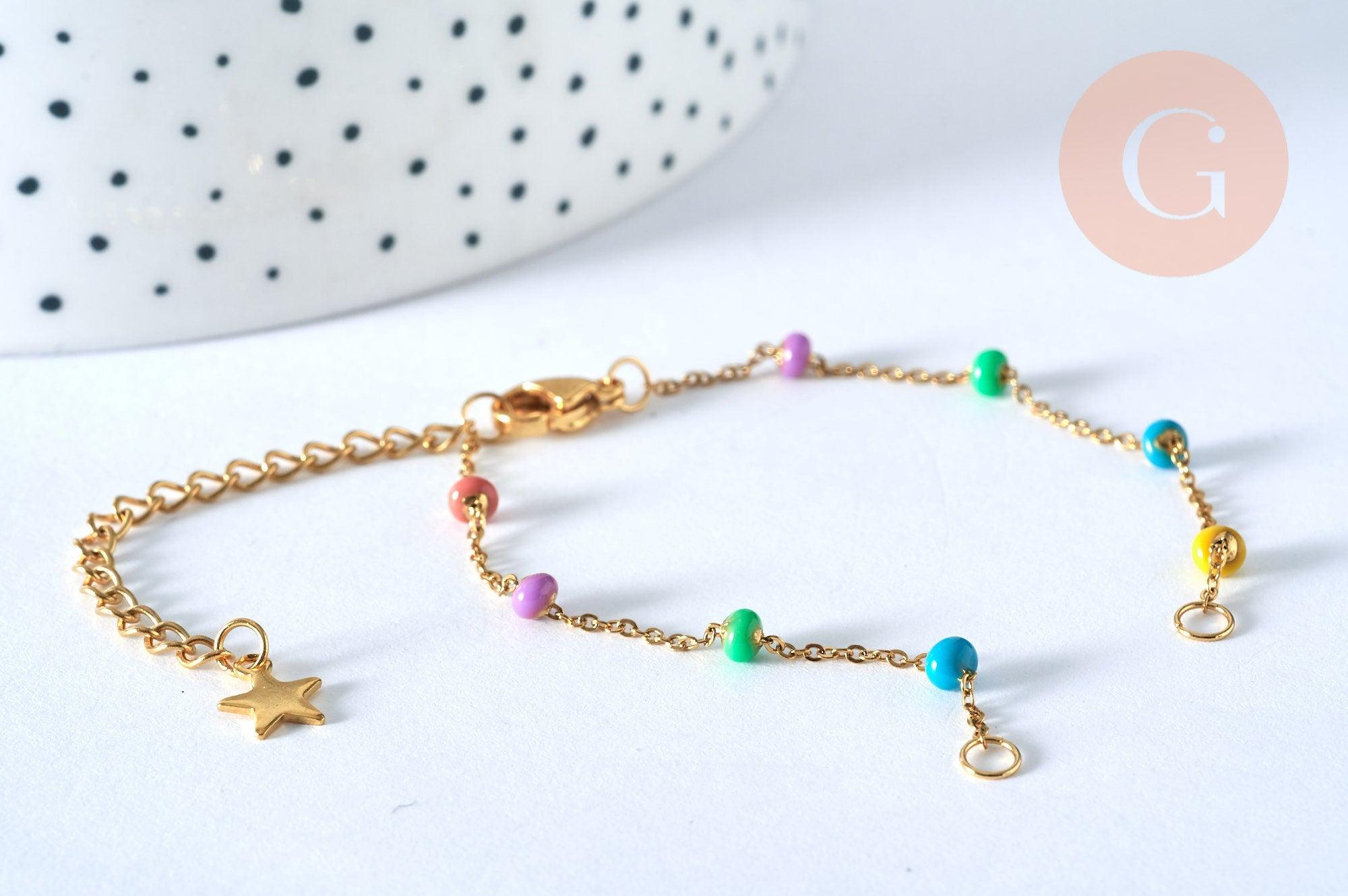 Gingerlily Perles Base Bracelet Acier Doré 16cm résine