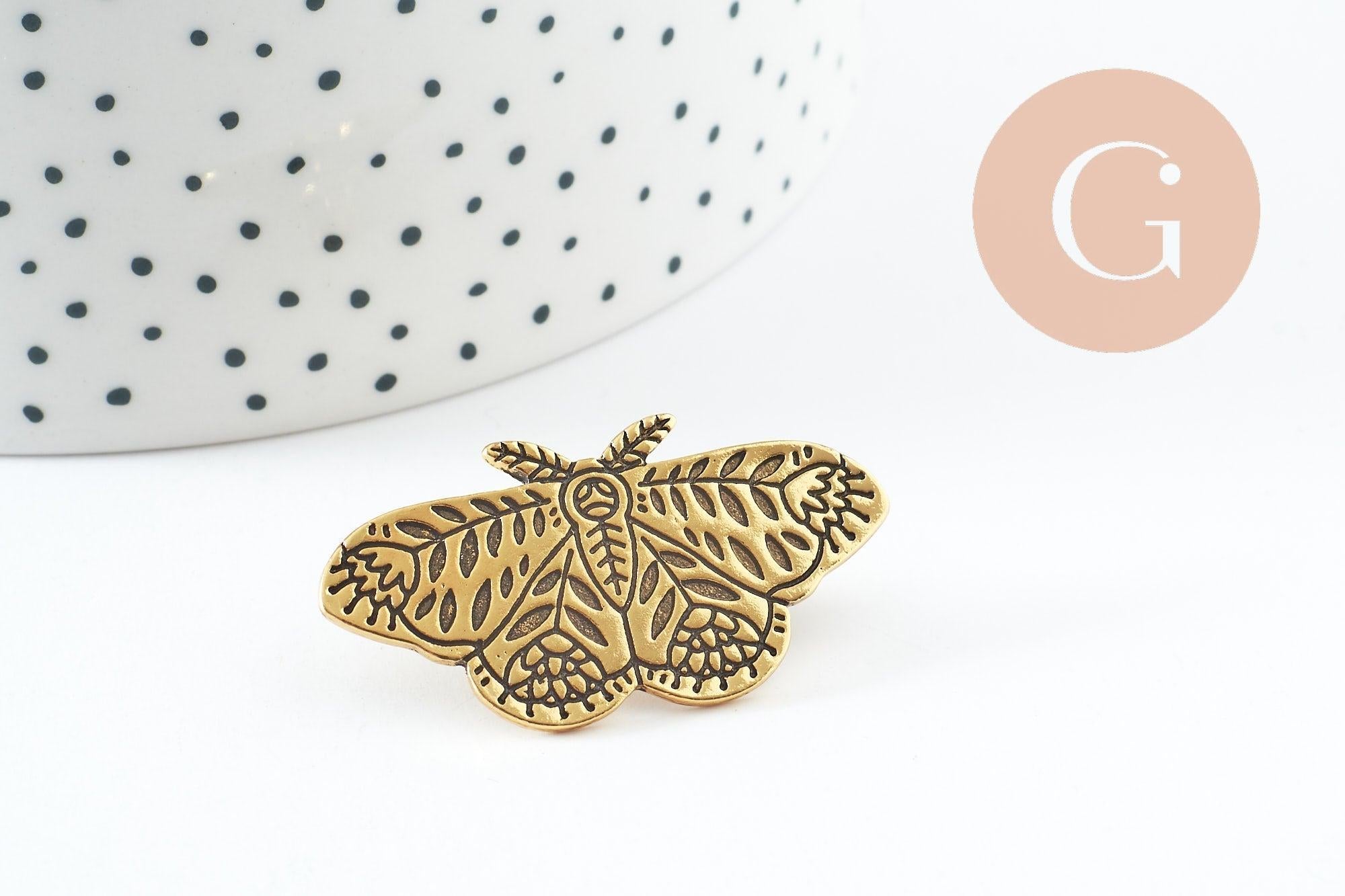 Gingerlily Broches papillon G9787 broche acier doré 41mm