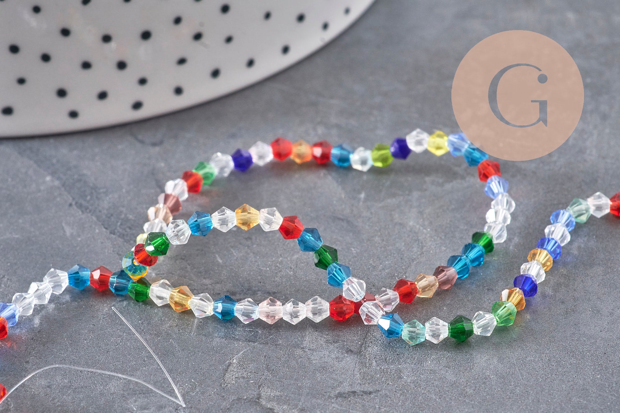 Gingerlily Perles G11127 perles toupies cristal multicolore 3mm fil