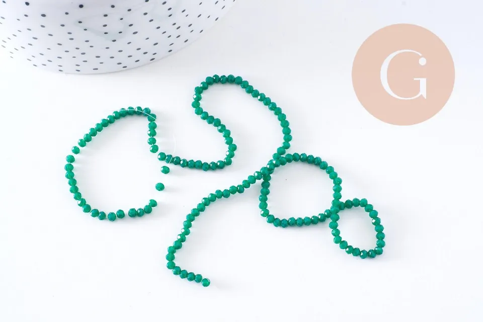 Gingerlily Perles Rondelles Cristal Vert Émeraude 3mm Fil 34cm