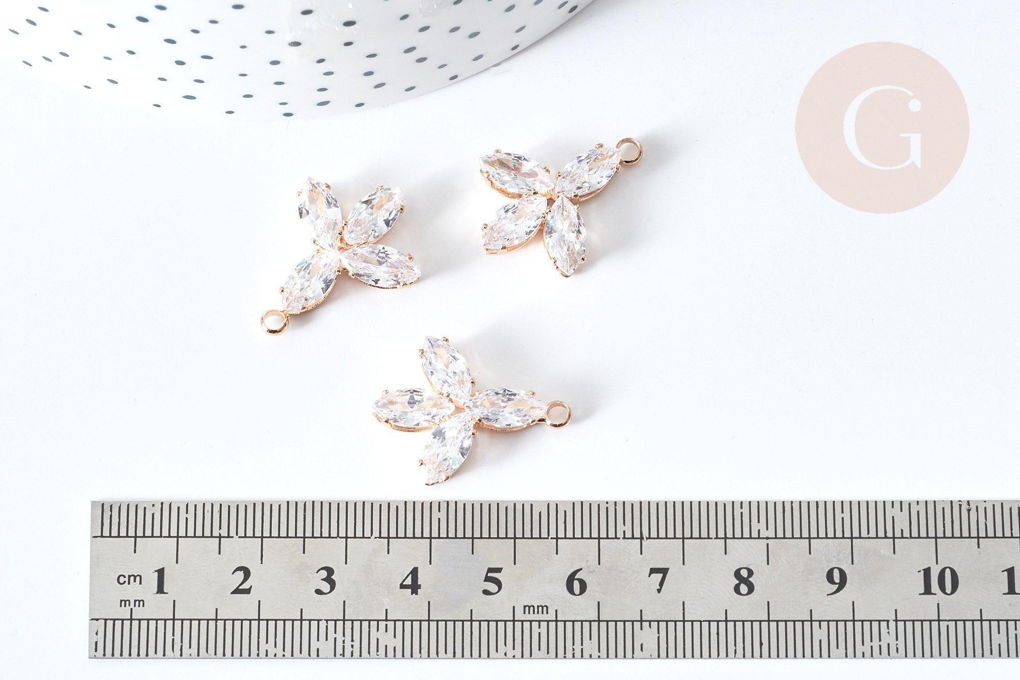 Gingerlily G8085 pendentif fleur zircons doré 24mm
