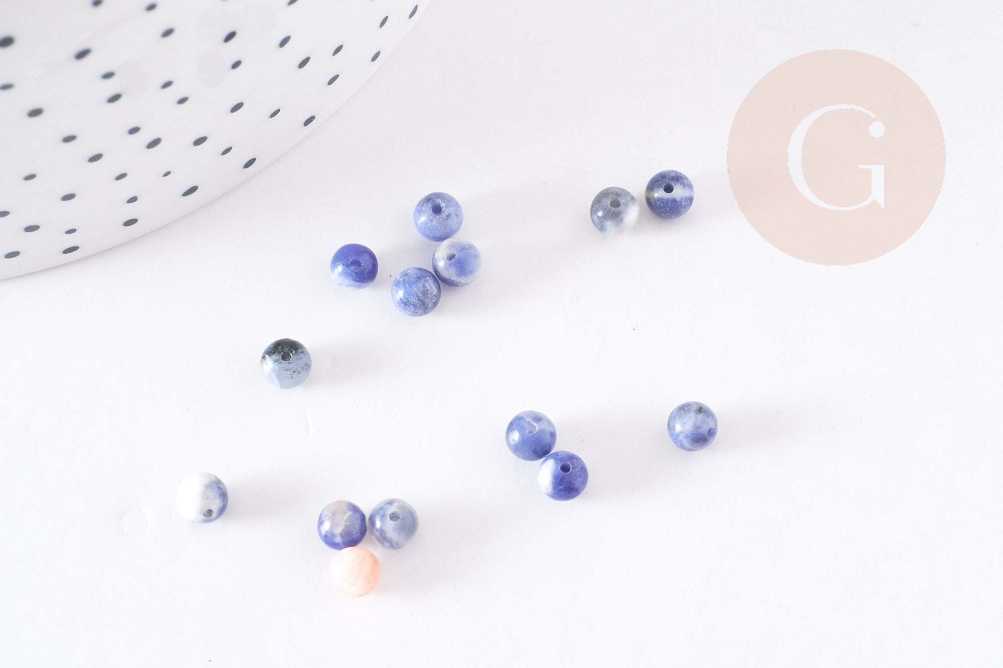 Gingerlily Perles sodalite perles pierre naturelle 4mm x50 bleu marbré