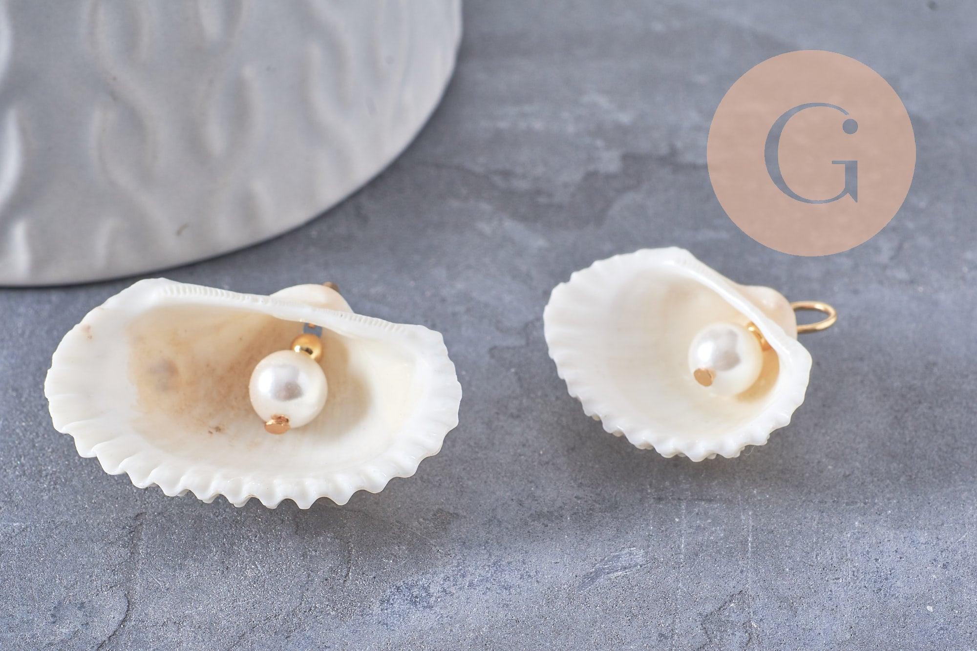 Gingerlily Pendentifs G10277 pendentif coquillage blanc x2 Grand
