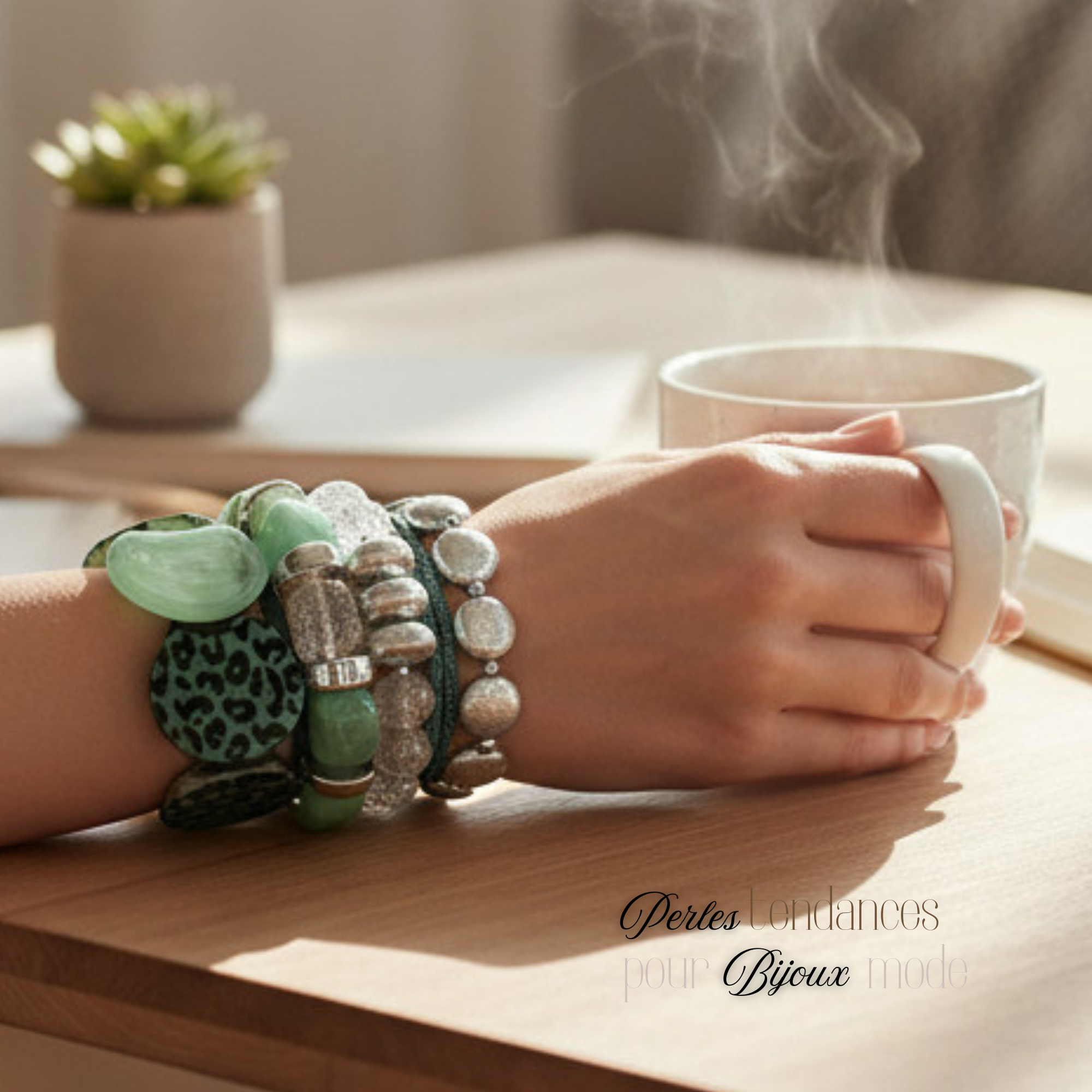 ARTSHOP Bijoux en KITS MOON Léopard Menthe bracelet kit sans aiguille