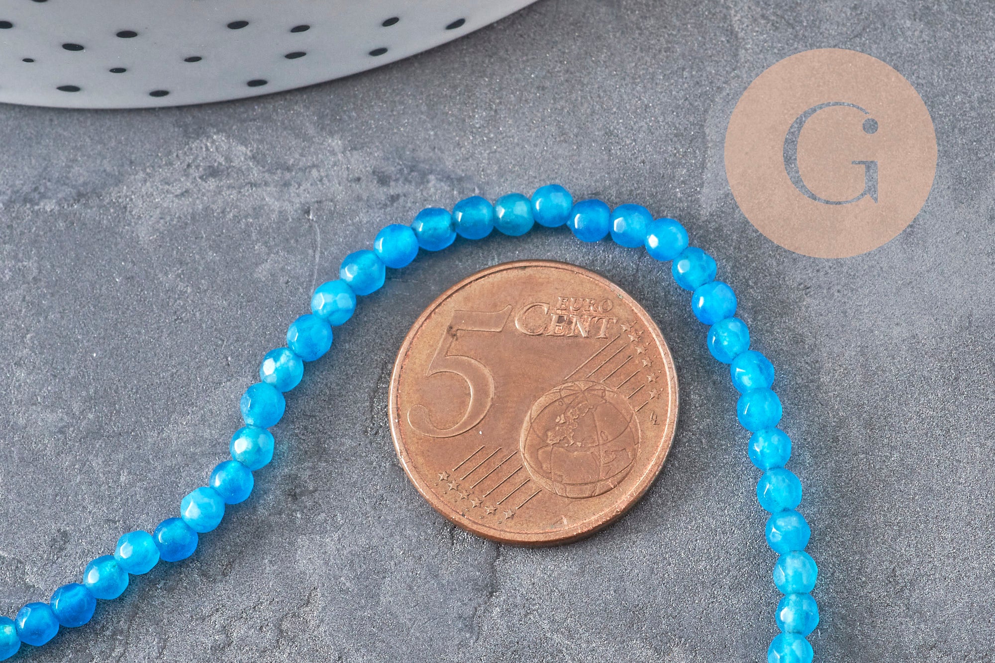Gingerlily Agate G11096 perles bleu vif 3 mm fil 38 cm