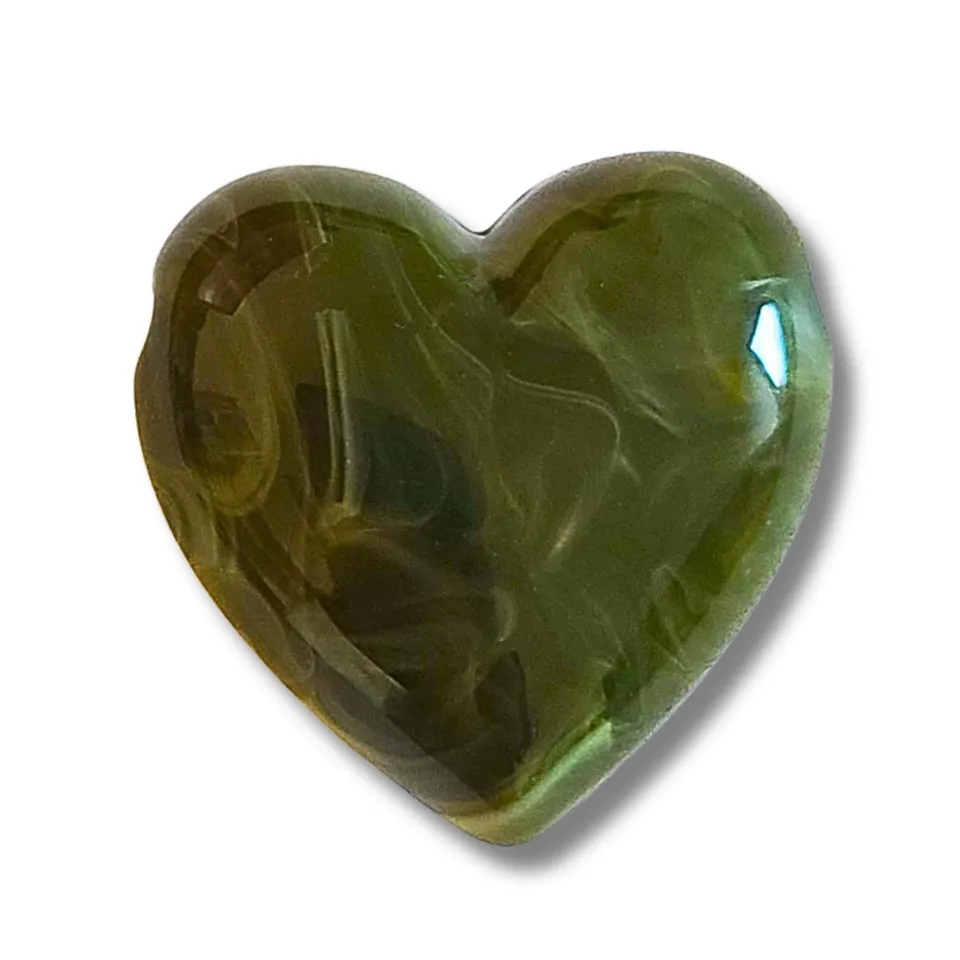 ARTSHOP HeartLine 9 cœur perle x1 vert mousse marbré 22mm