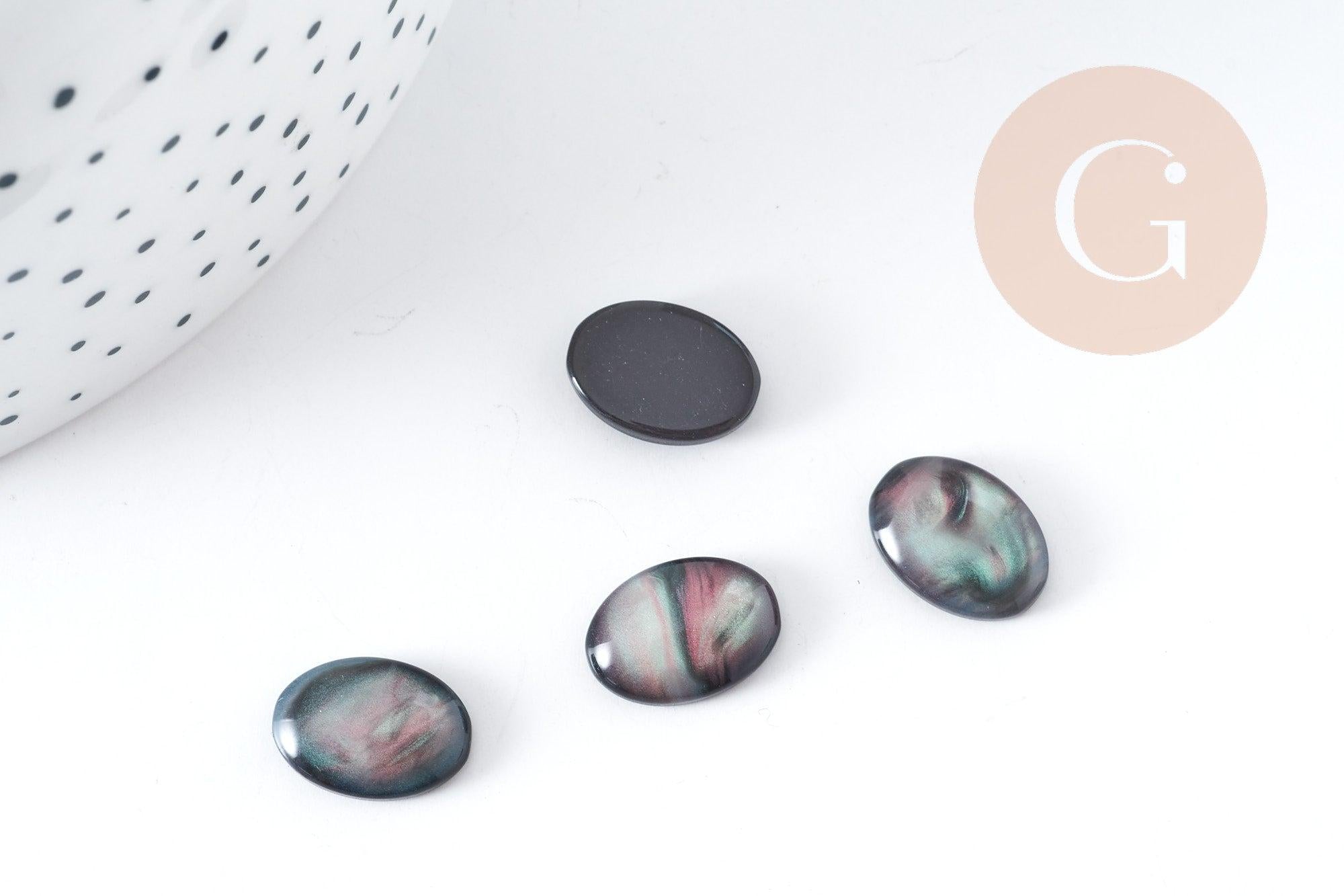 Gingerlily Perles G9101 cabochon ovale noir 14x10 mm résine