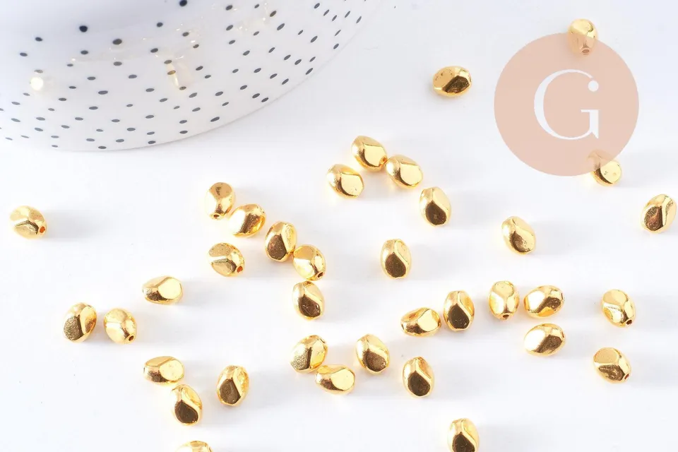 Gingerlily G10686 perles nuggets zamac doré 6x5mm x40