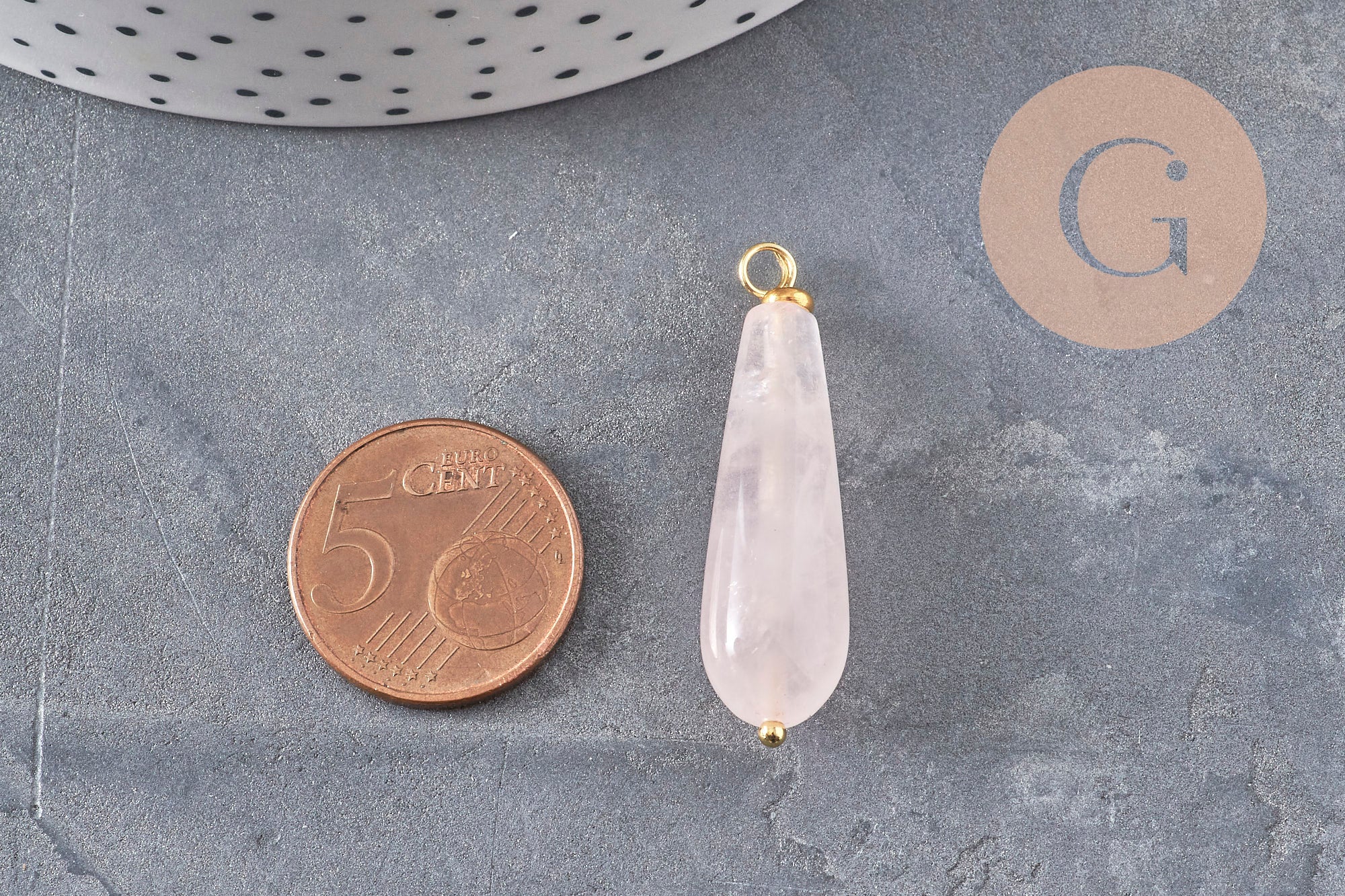 Gingerlily Pendentifs G11052 pendentif goutte quartz rose 38mm