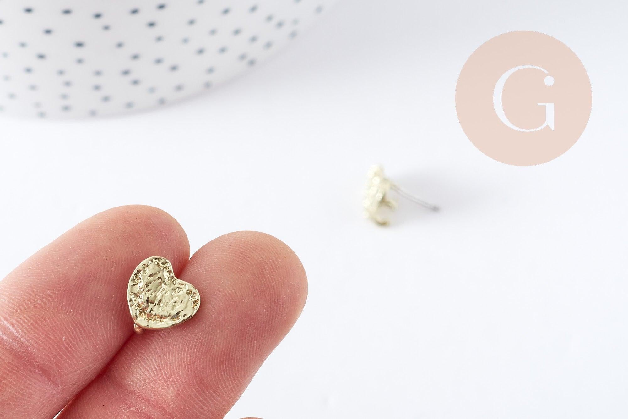Gingerlily Apprêts G8888 support puces cœur zamac doré 10mm