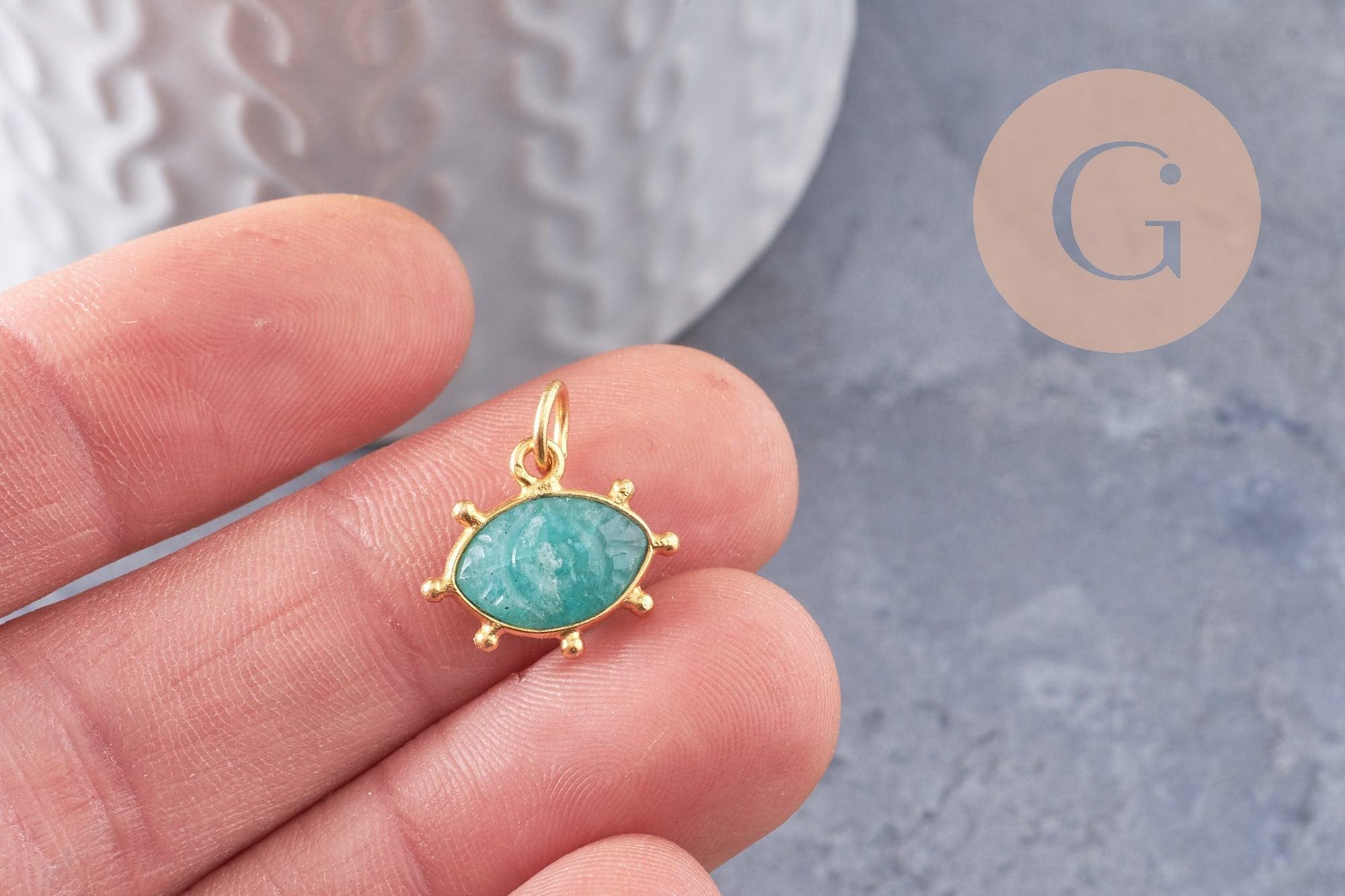 Gingerlily Pendentifs G9871 pendentif œil amazonite doré 15mm x1
