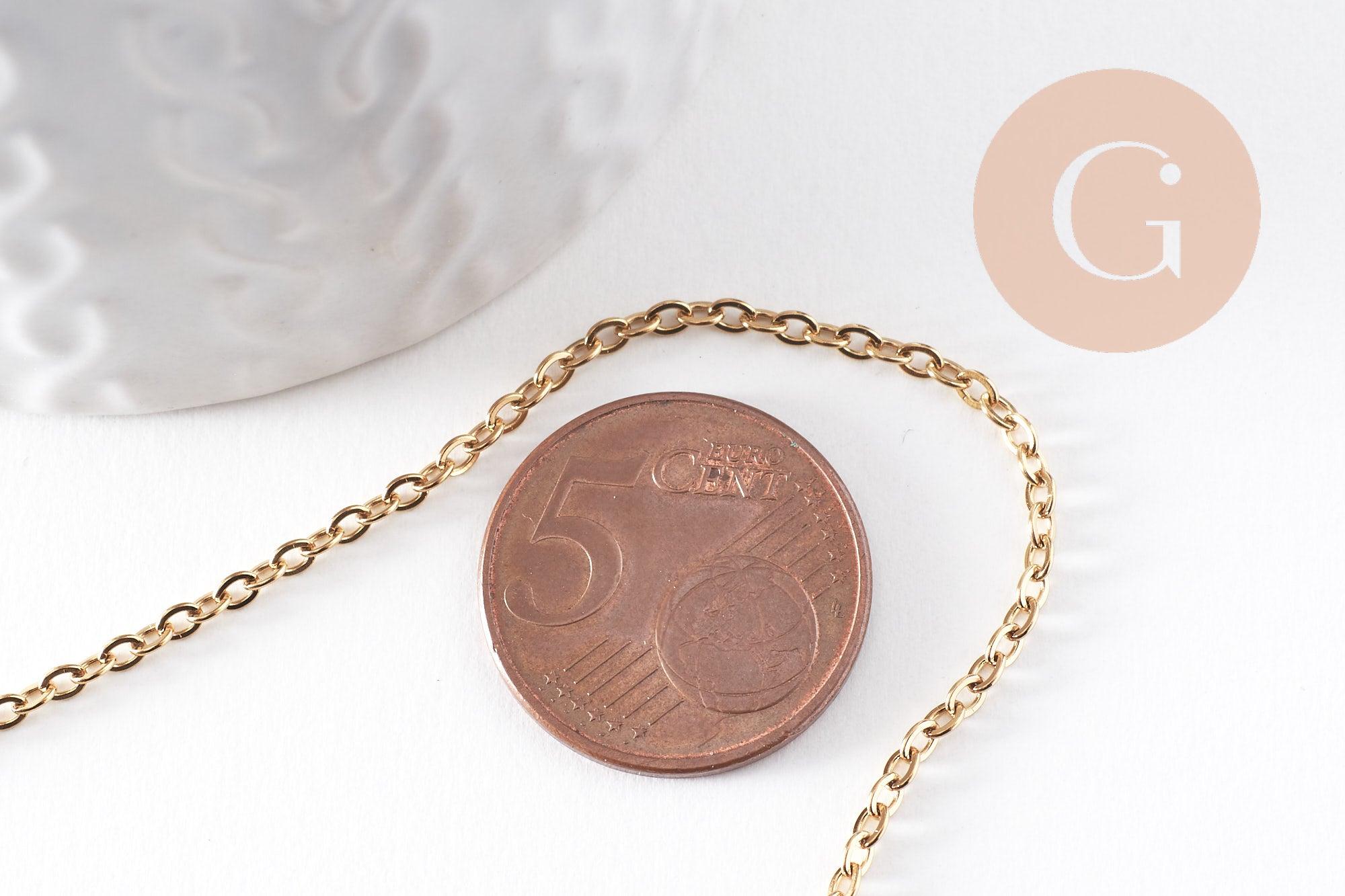 Gingerlily Perles G10523 chaîne forçat dorée 2,5 mm 1 mètre acier