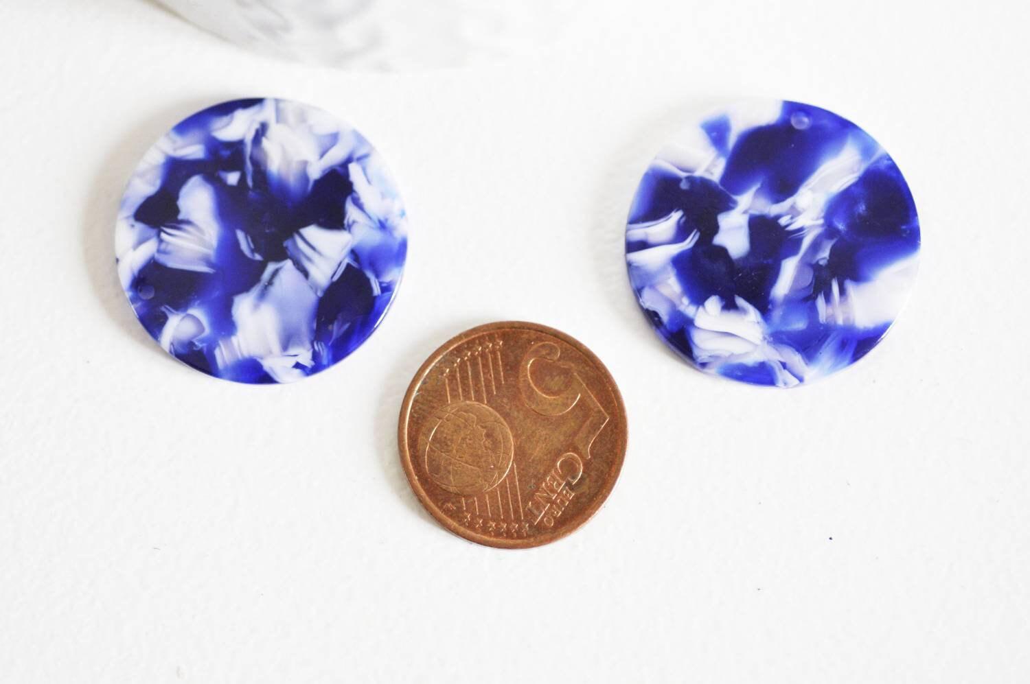 Gingerlily Apprêts connecteur acétate cercle bleu nuit 2,7cm x2