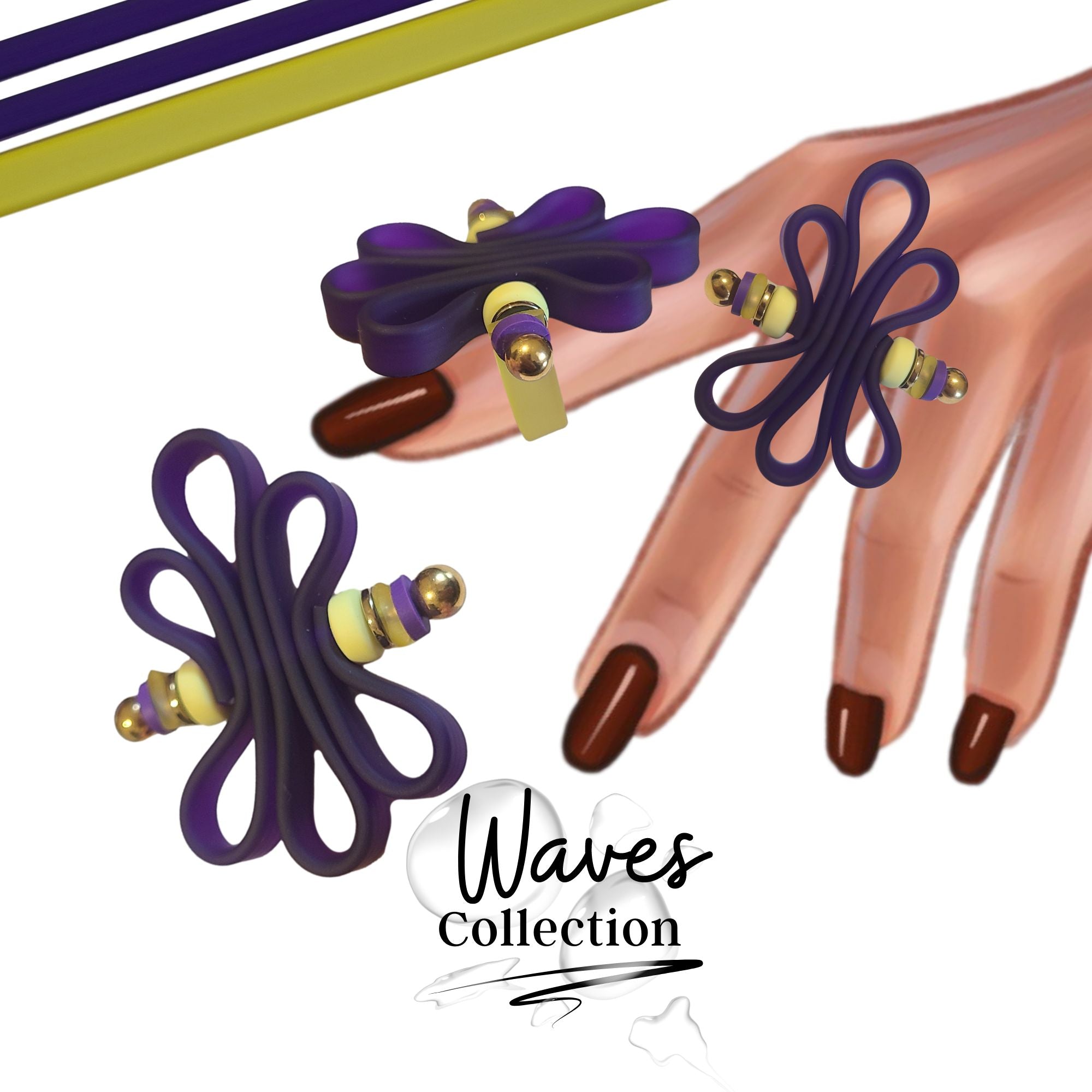 ARTSHOP Bijoux en KITS Waves bague violet citron n°6 kit