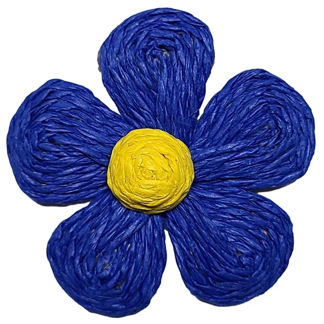 ARTSHOP Flower power 9 Bleu roi fleur marguerite raphia 55mm x1