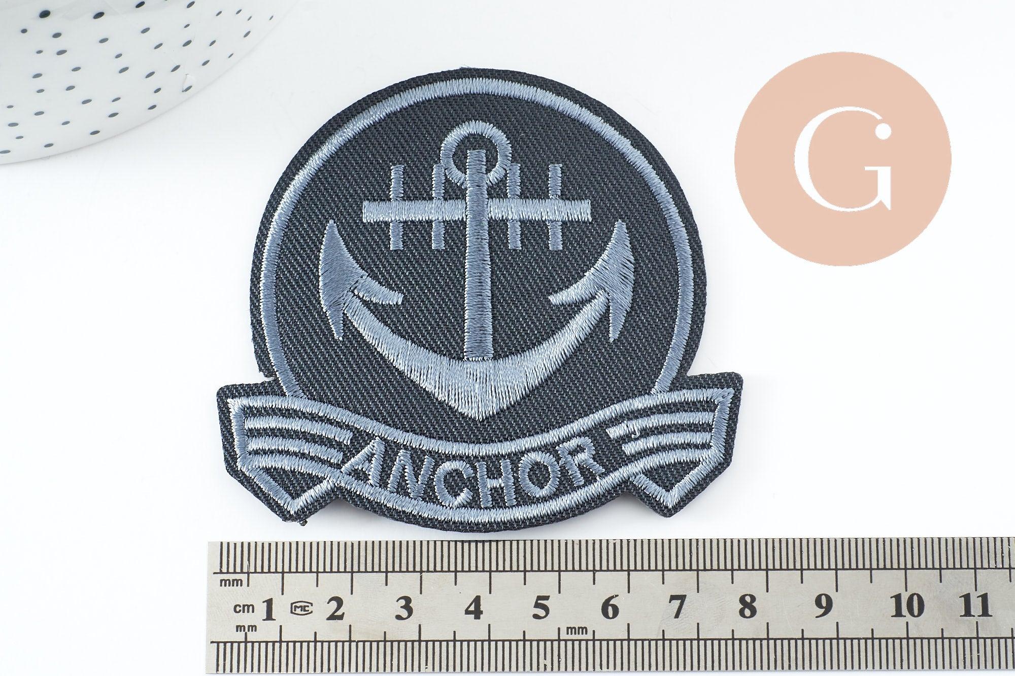 Gingerlily écusson brodé ancre marine patch thermocollant 72mm x1