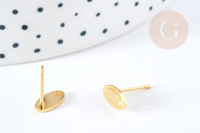 Gingerlily Accessoires puces ovales acier doré 9mm la paire