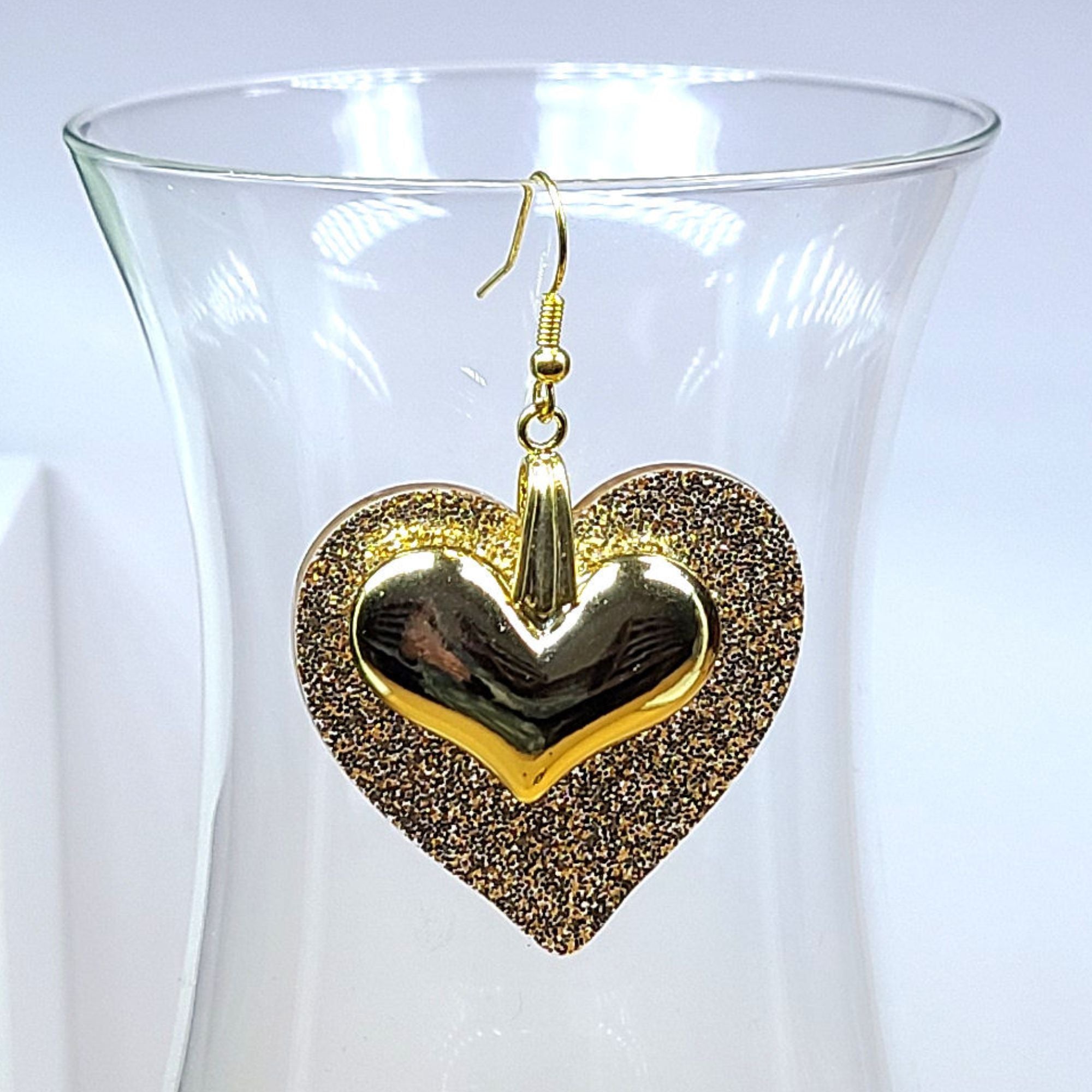 ARTSHOP Pendentifs Cœur Glitter doré breloque résine x1