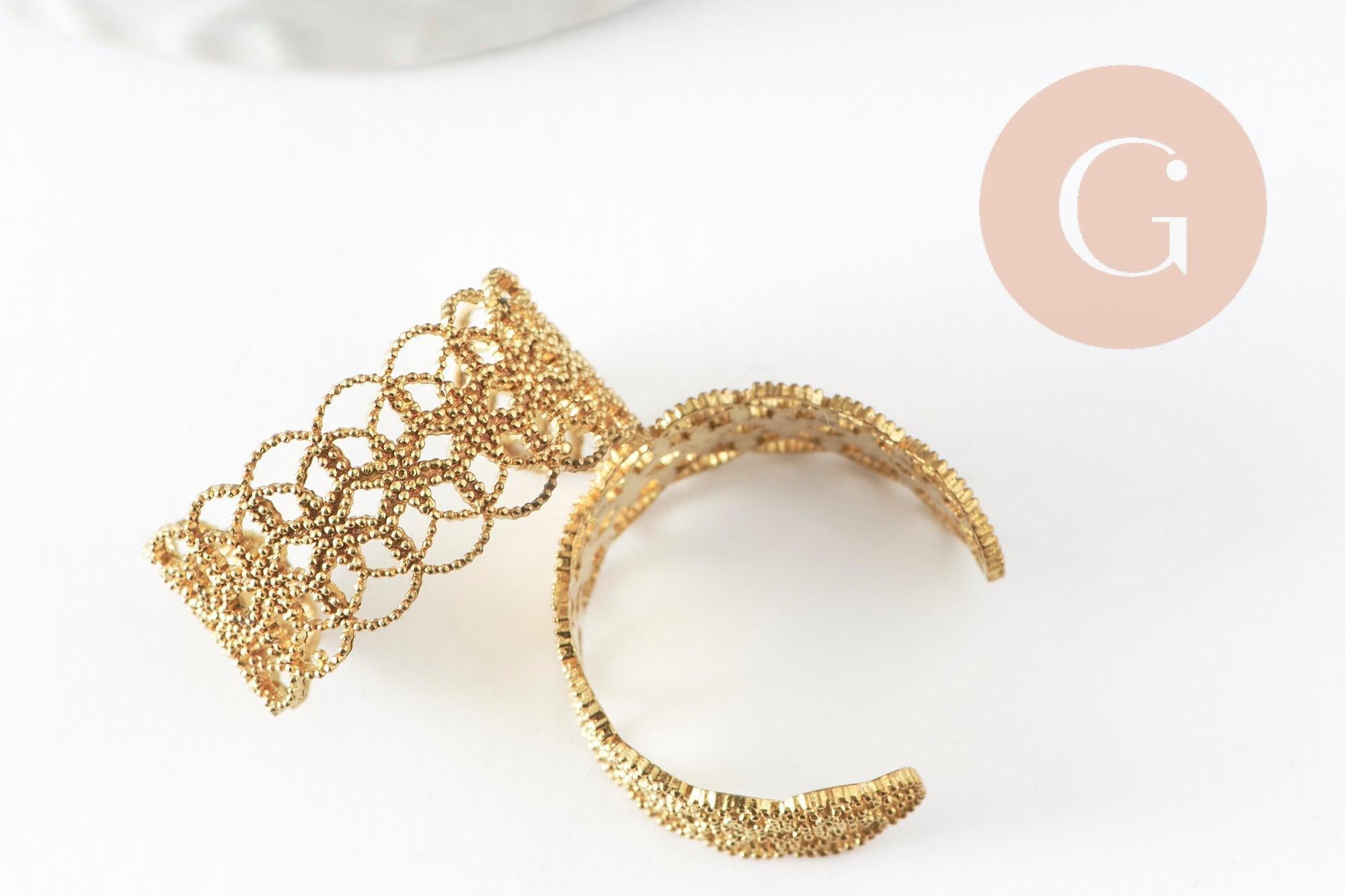 Gingerlily Apprêts bague réglable dentelle laiton brut 19mm x2
