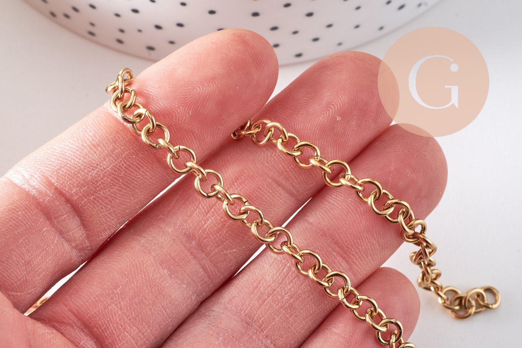 Gingerlily Chaînes pour bijoux DIY G10518 chaîne rolo dorée 1 m
