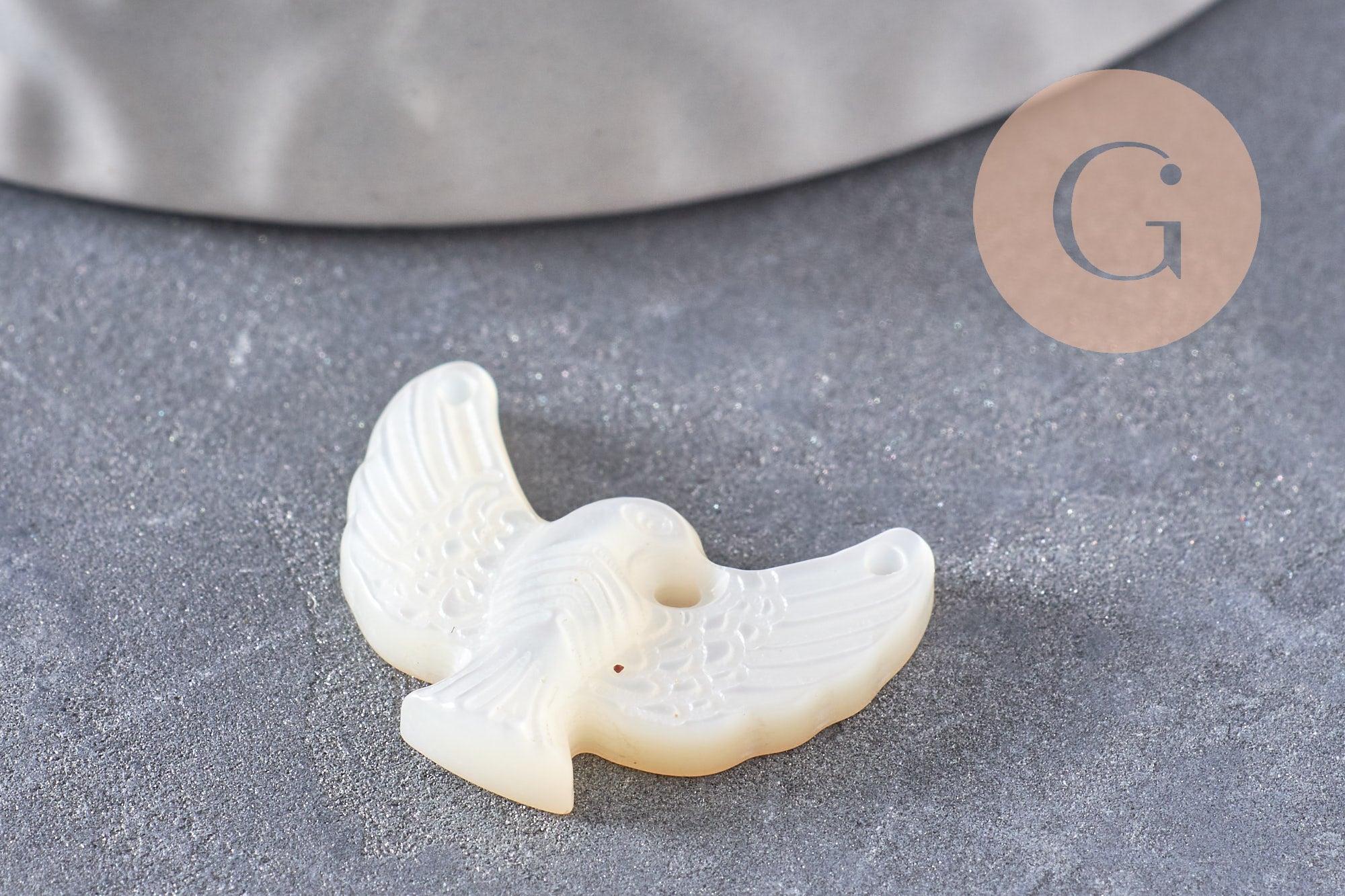 Gingerlily G9928 pendentif colombe nacre blanche 18 mm
