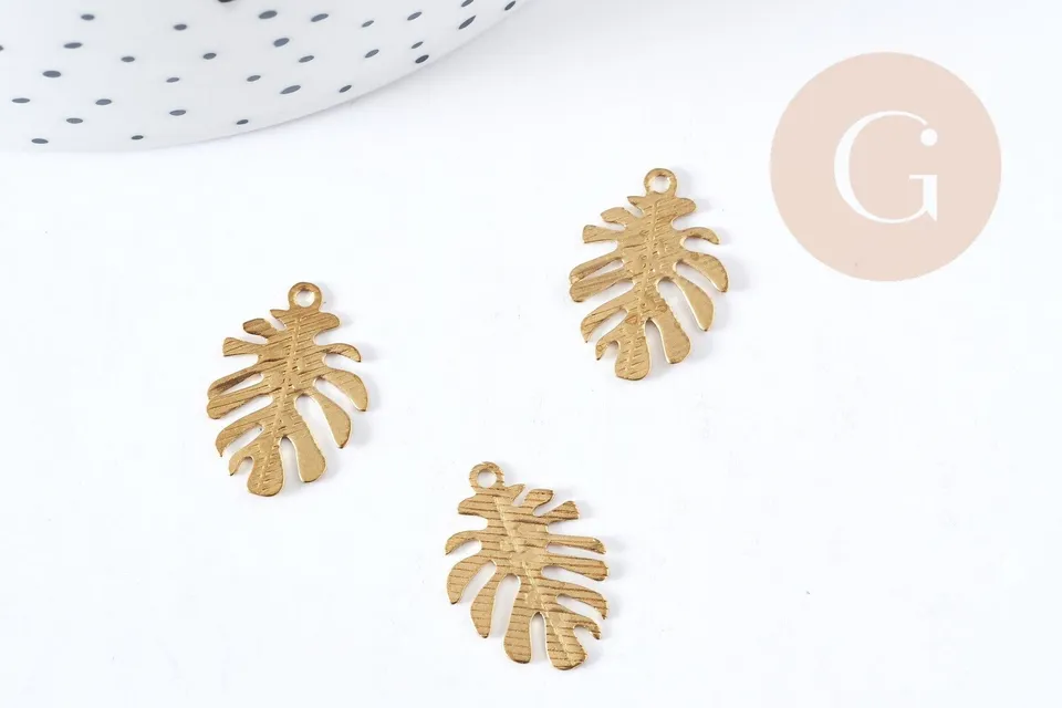 Gingerlily Pendentif feuille monstera G9252 lot 2 brut